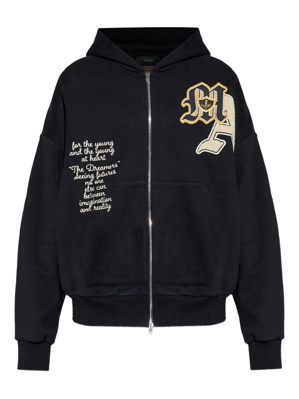 Logo-Appliqué Full-Zip Hoodie Amiri – Гарантія оригінальності – боковий вид