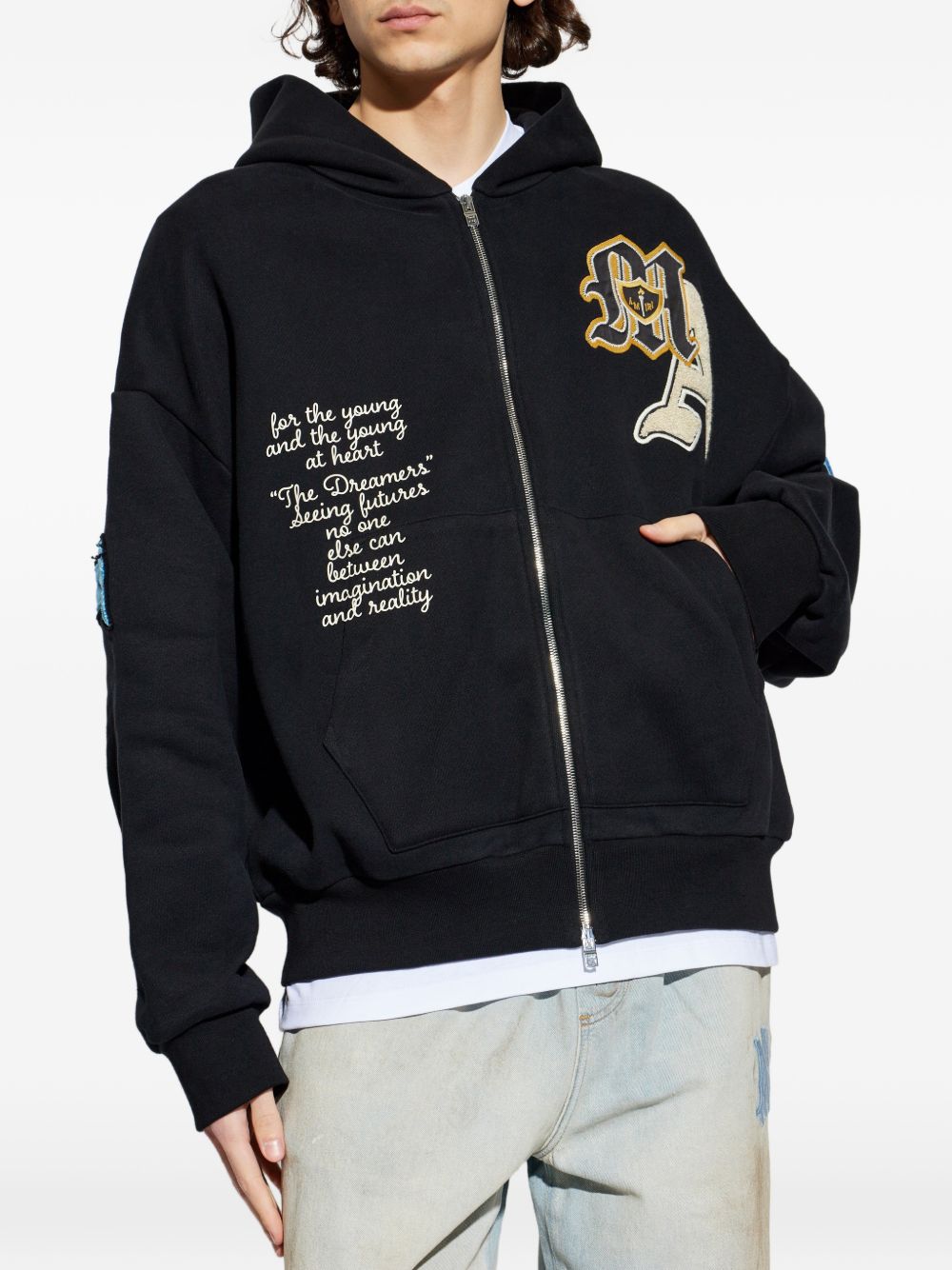 Logo-Appliqué Full-Zip Hoodie Amiri – Гарантія оригінальності – збільшений вид
