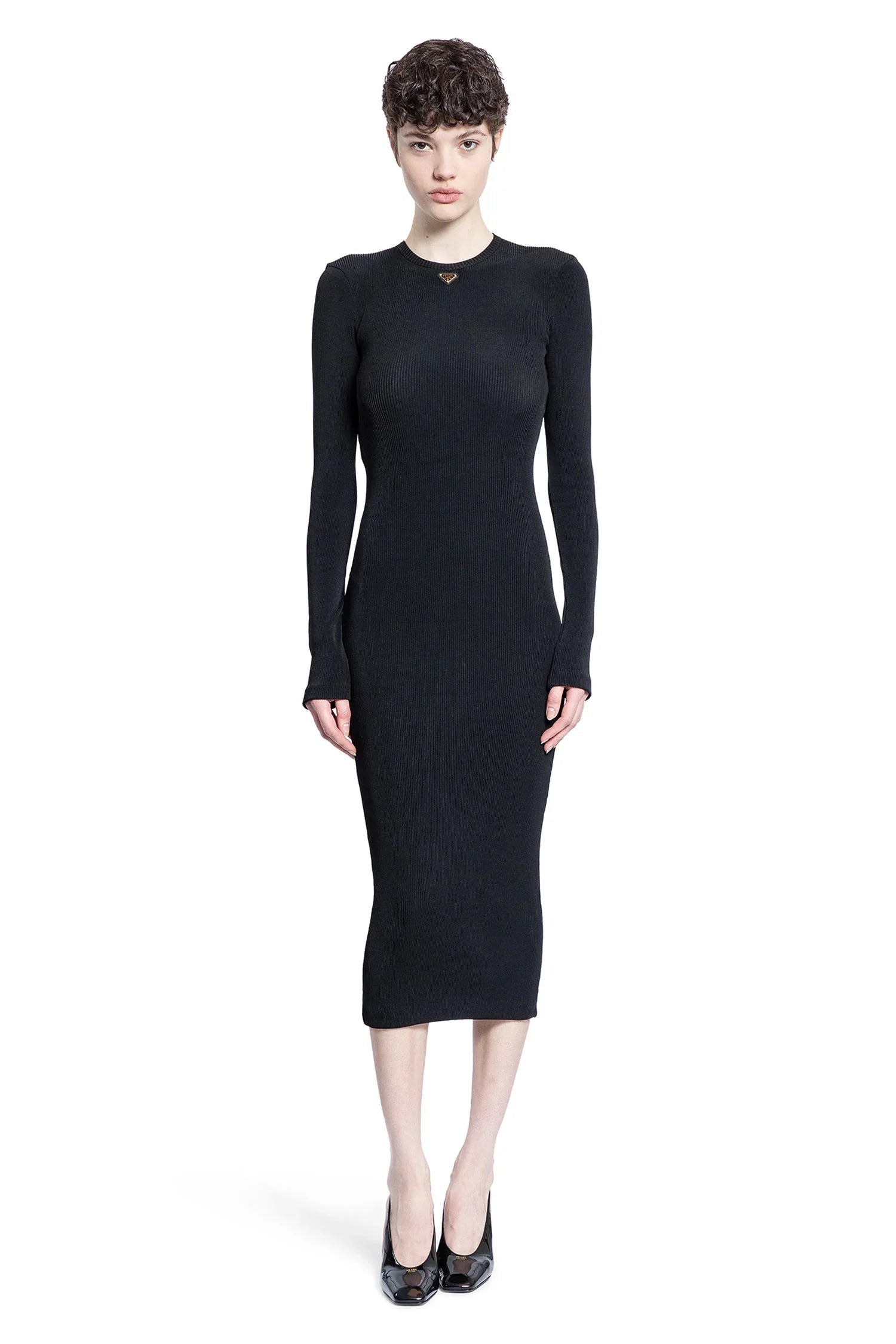 Оригінальна Ribbed-Knit Jersey Dress Prada – боковий вид