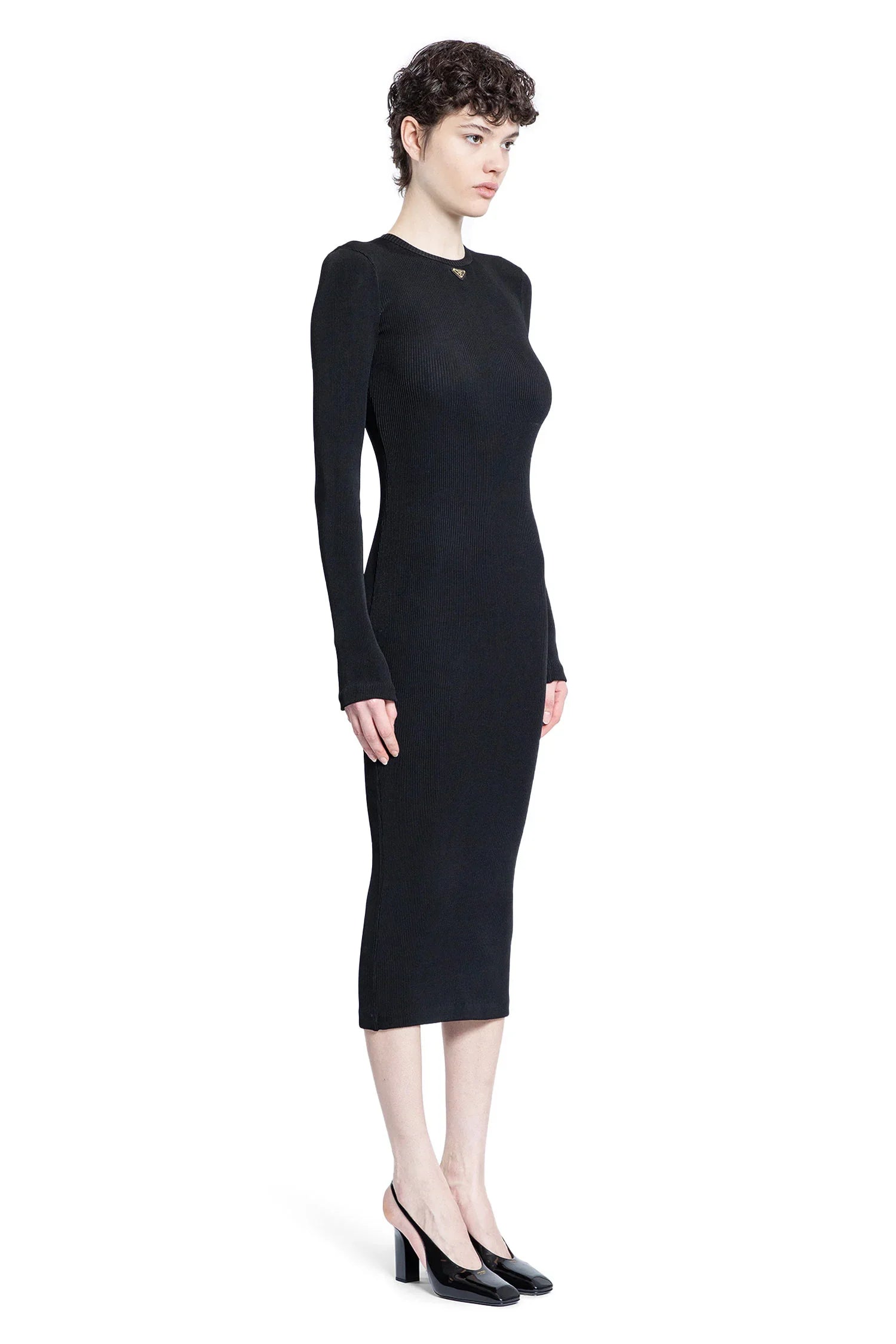 Оригінальна Ribbed-Knit Jersey Dress Prada – вид ззаду