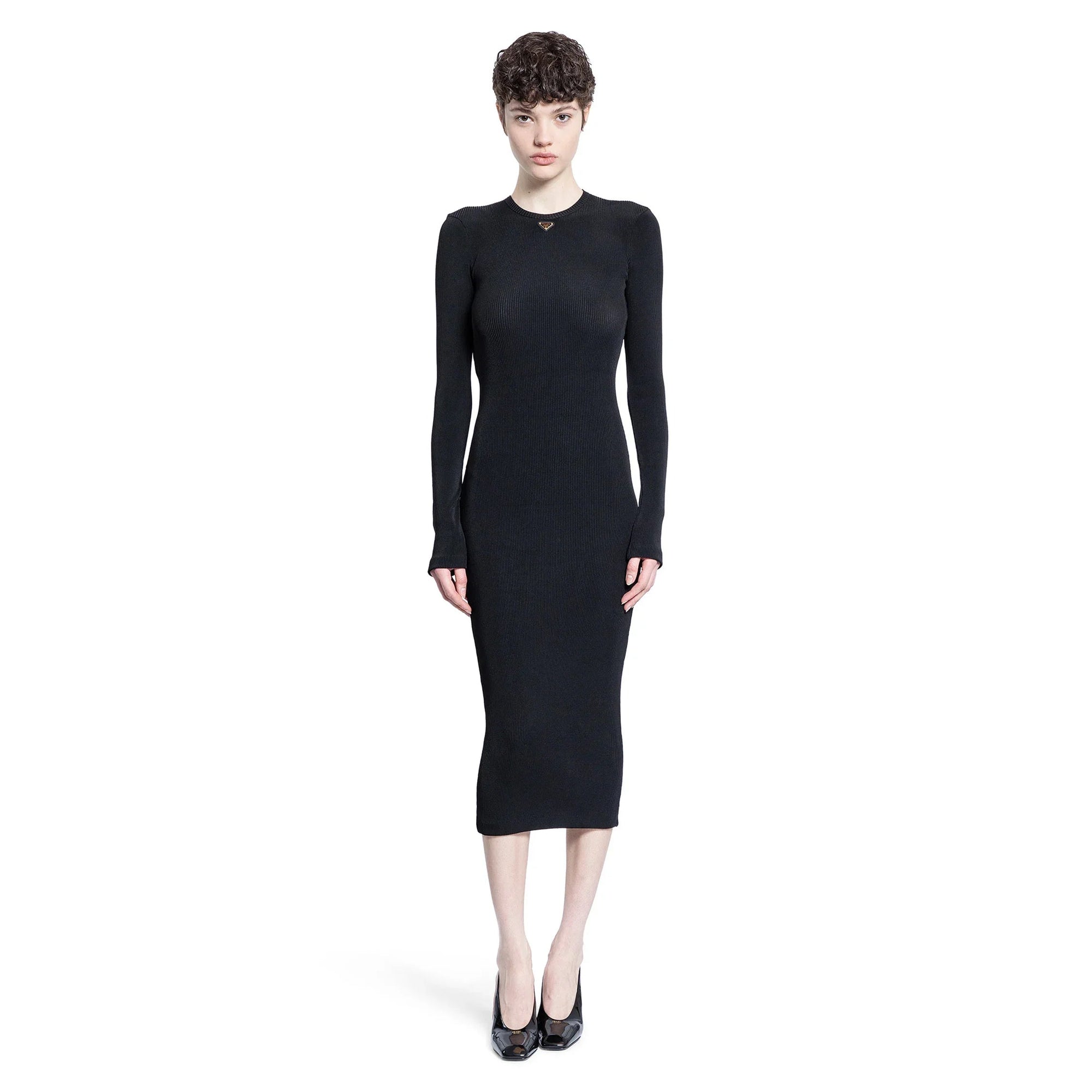 Оригінальна Ribbed-Knit Jersey Dress Prada – збільшений вид