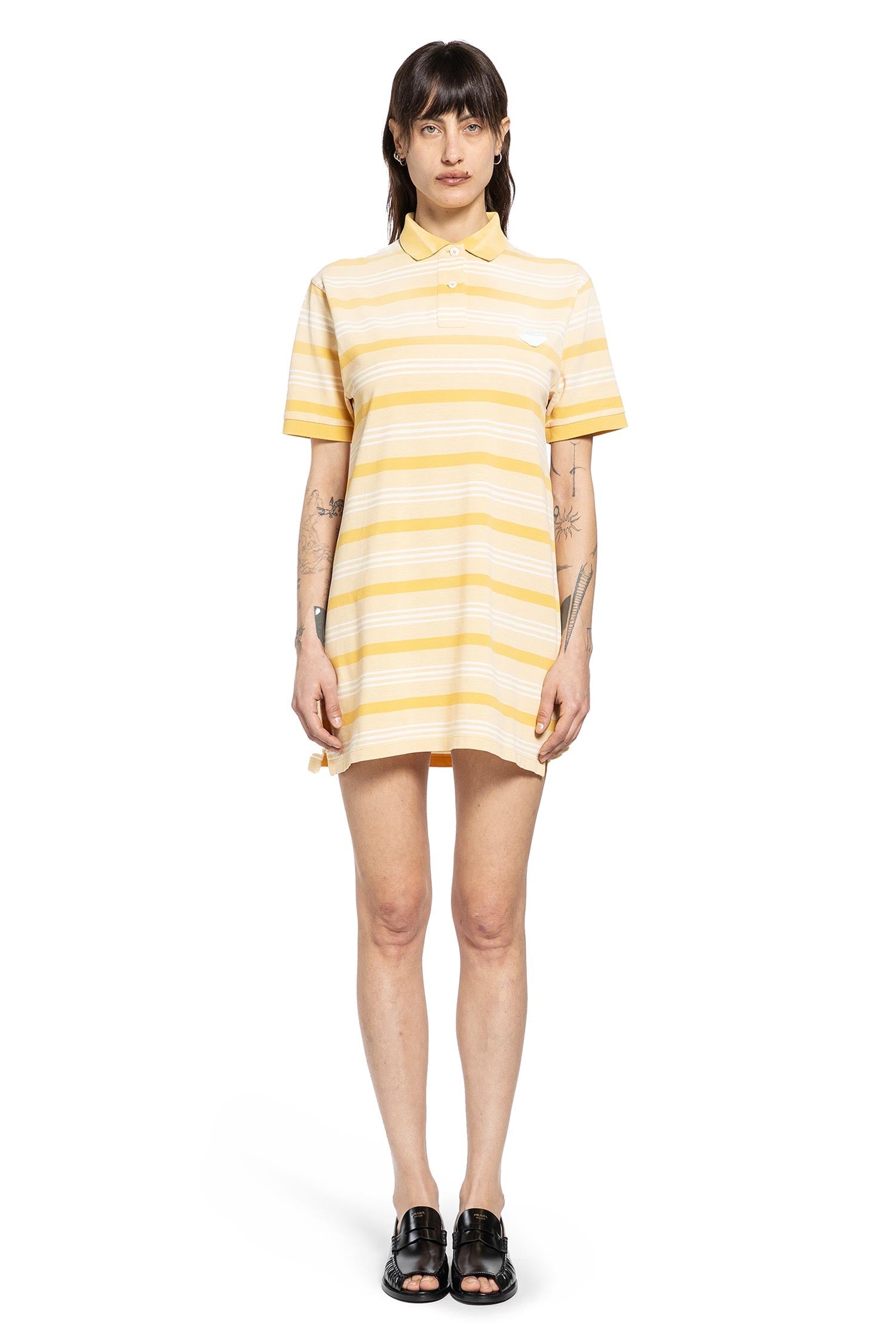 Striped Cotton Piqué Polo Mini Dres Prada – Гарантія оригінальності – вид ззаду