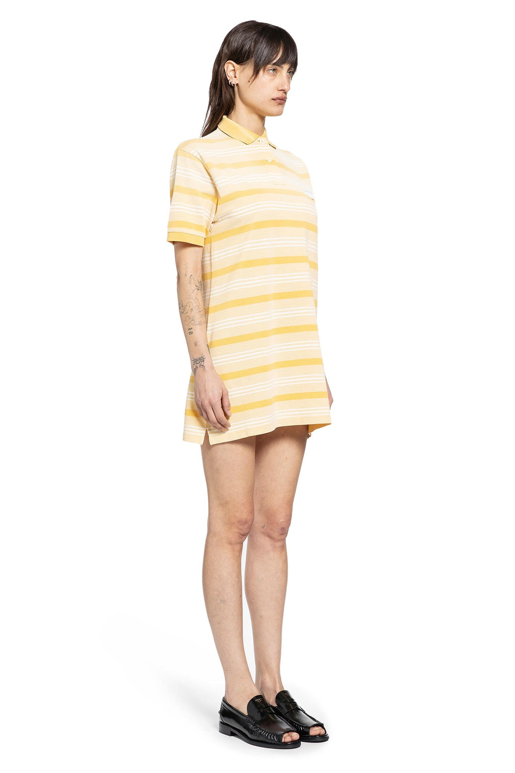 Striped Cotton Piqué Polo Mini Dres Prada – Гарантія оригінальності – детальний вид