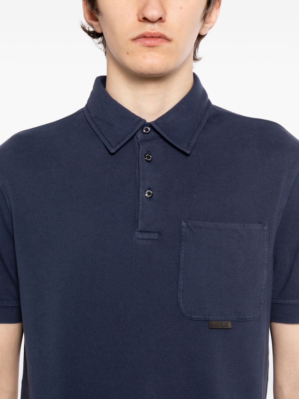Leather Logo Cotton Polo Shirt Moncler – Гарантія оригінальності – вид ззаду