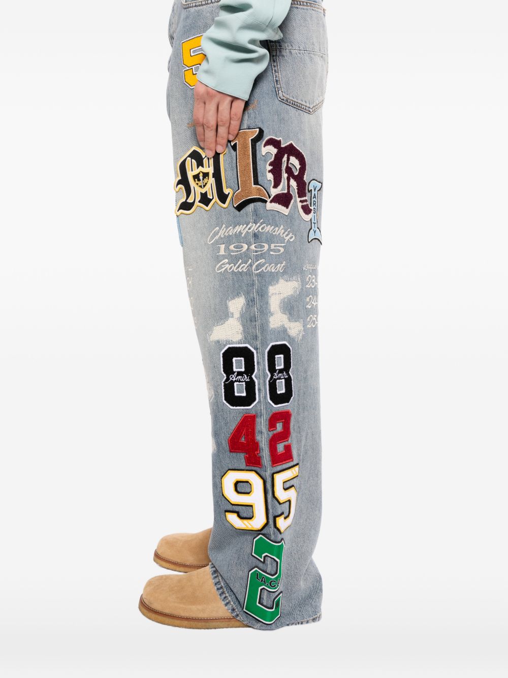 Оригінальна Varsity-Patch Jeans Amiri – вид ззаду
