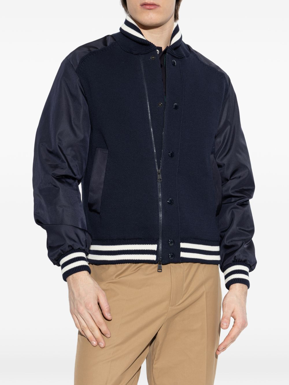 Striped-Trim Knitted Bomber Jacket Moncler оригінал – Купити в Україні – вид ззаду