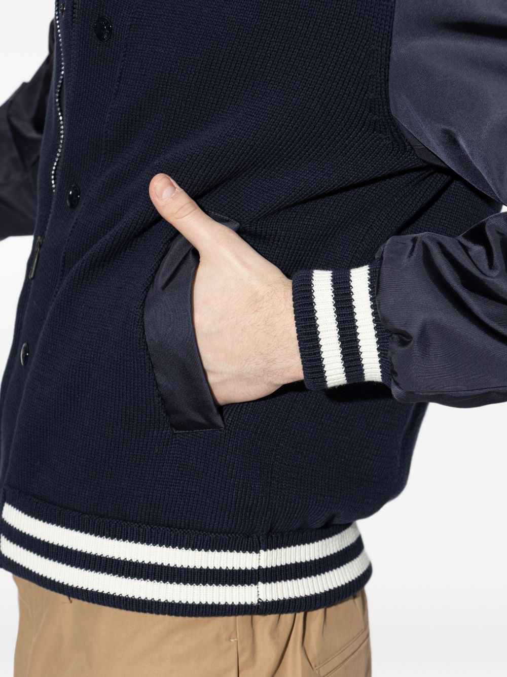 Striped-Trim Knitted Bomber Jacket Moncler оригінал – Купити в Україні – збільшений вид