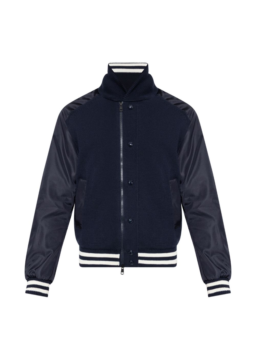 Striped-Trim Knitted Bomber Jacket Moncler оригінал – Купити в Україні – боковий вид