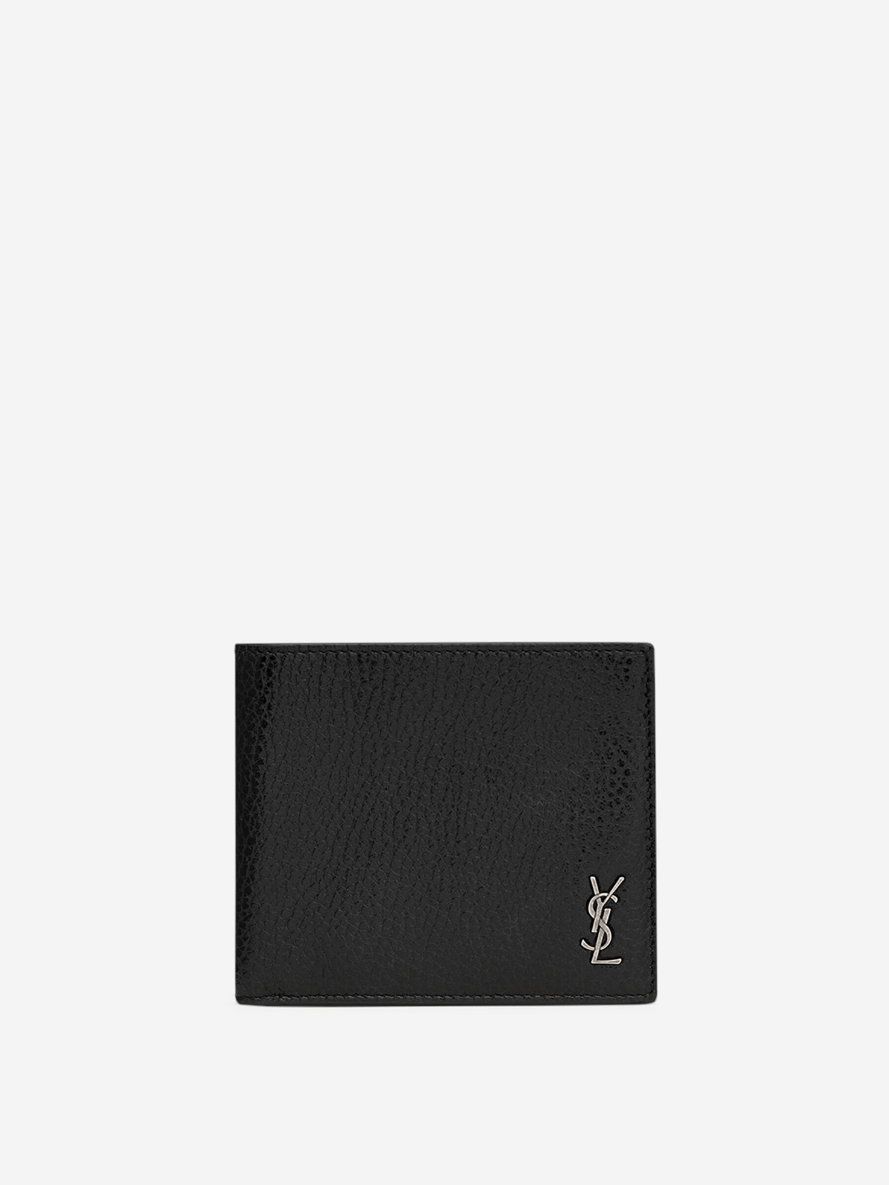 Оригінальна Logo Grained Leather Wallet Saint laurent – боковий вид