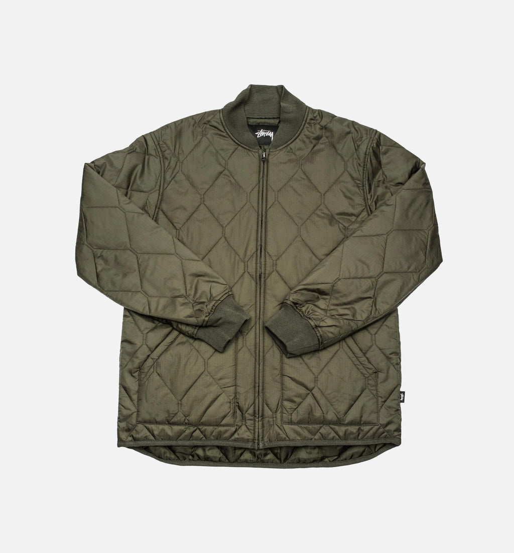 Оригінальна Quilted Military Mens Jacket Olive Stussy – боковий вид