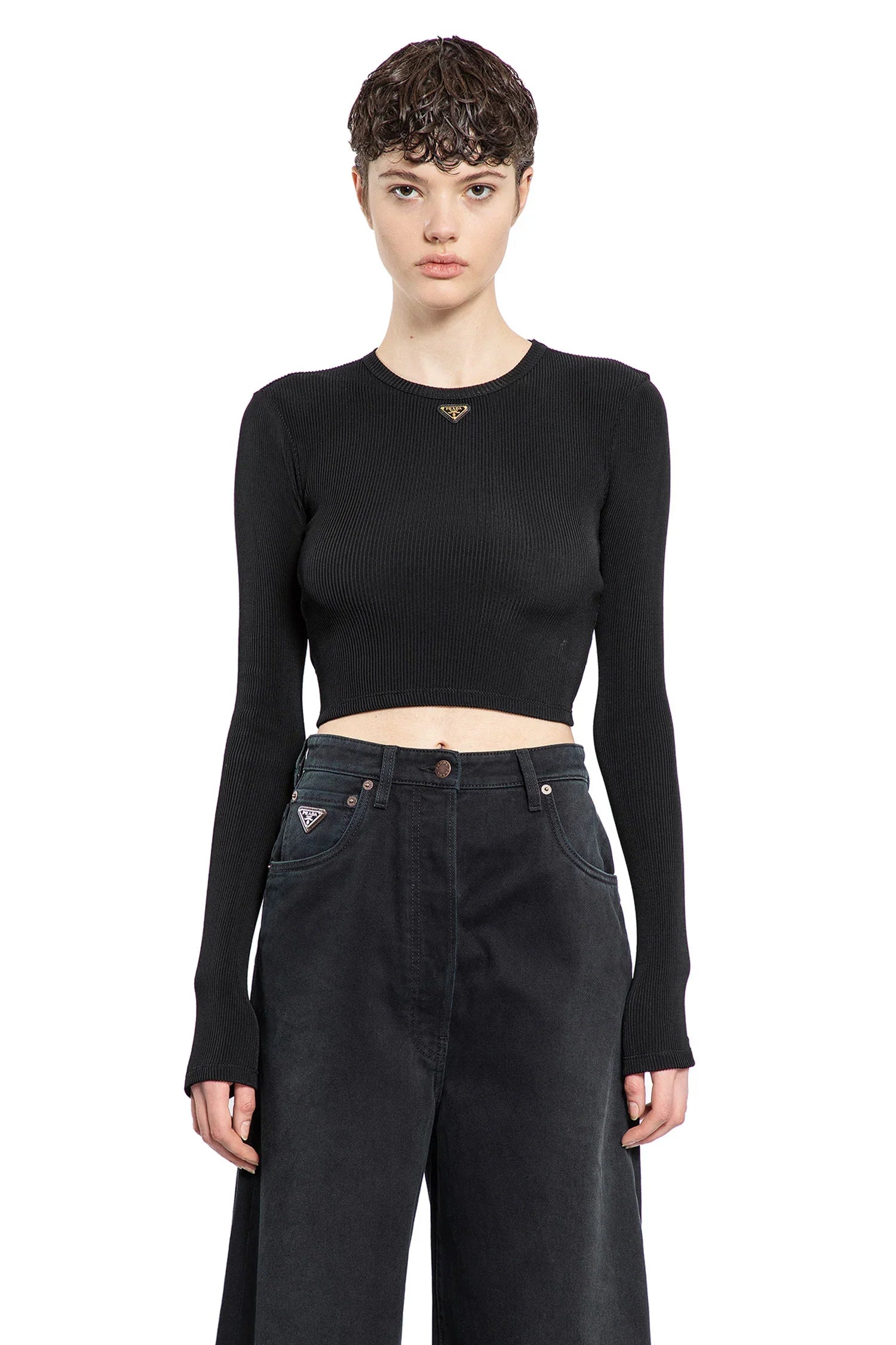 Long Sleeve Crop Top Prada оригінал – Купити в Україні – боковий вид