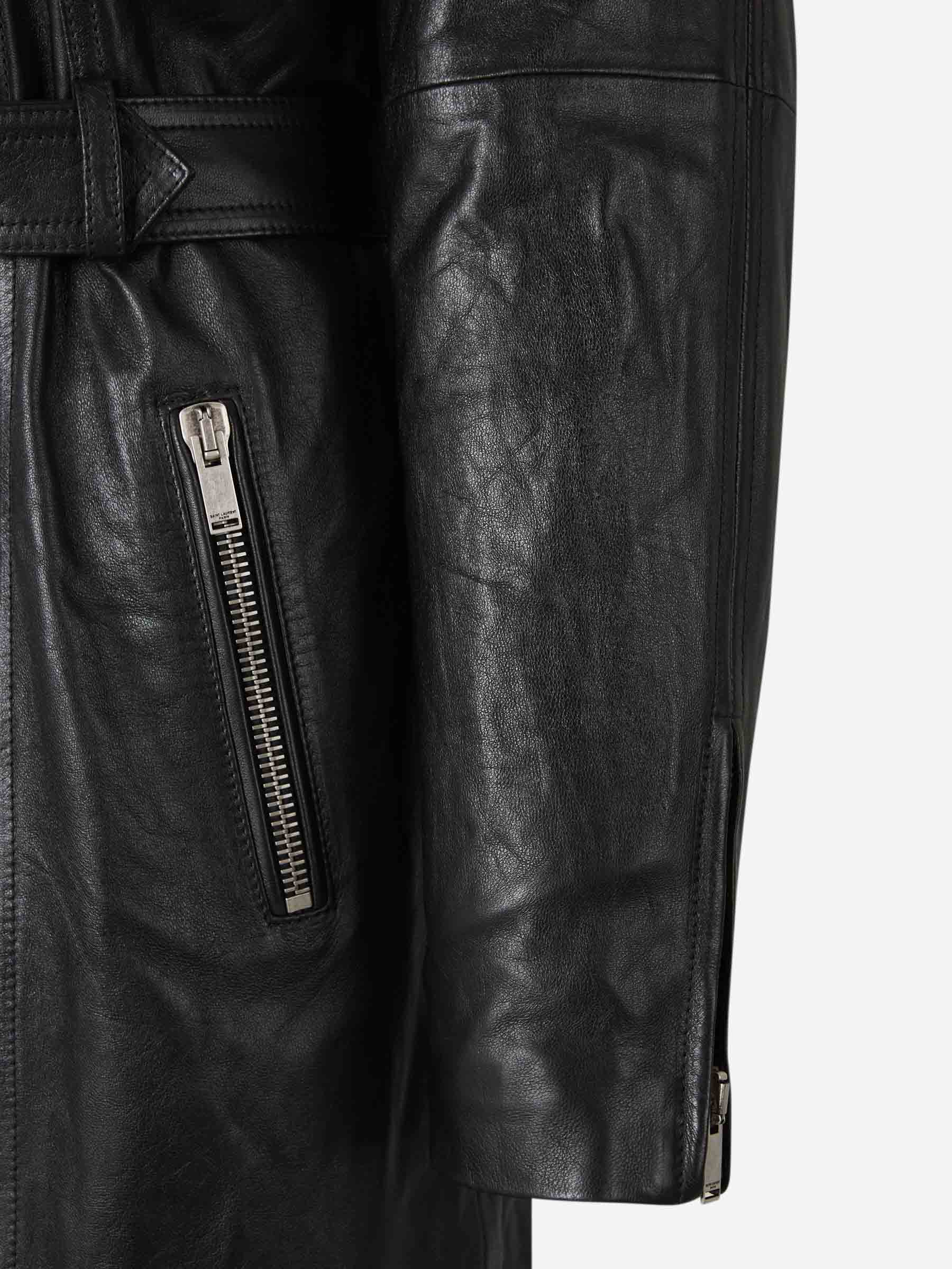 Biker Leather Trench Coat Saint laurent оригінал – Купити в Україні – збільшений вид