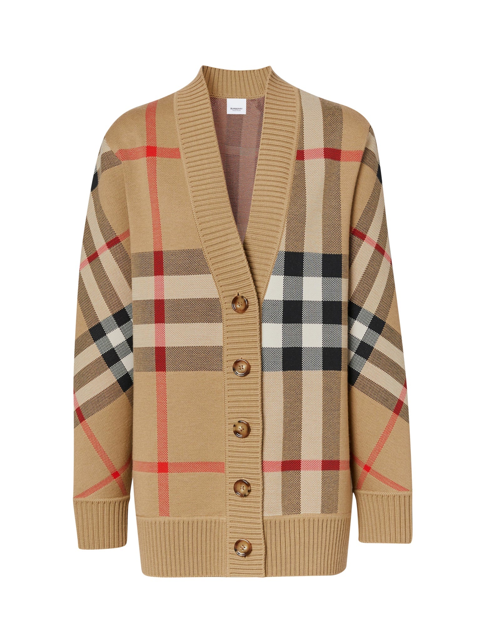 Оригінальна Check Wool Blend Cardigan Burberry – боковий вид