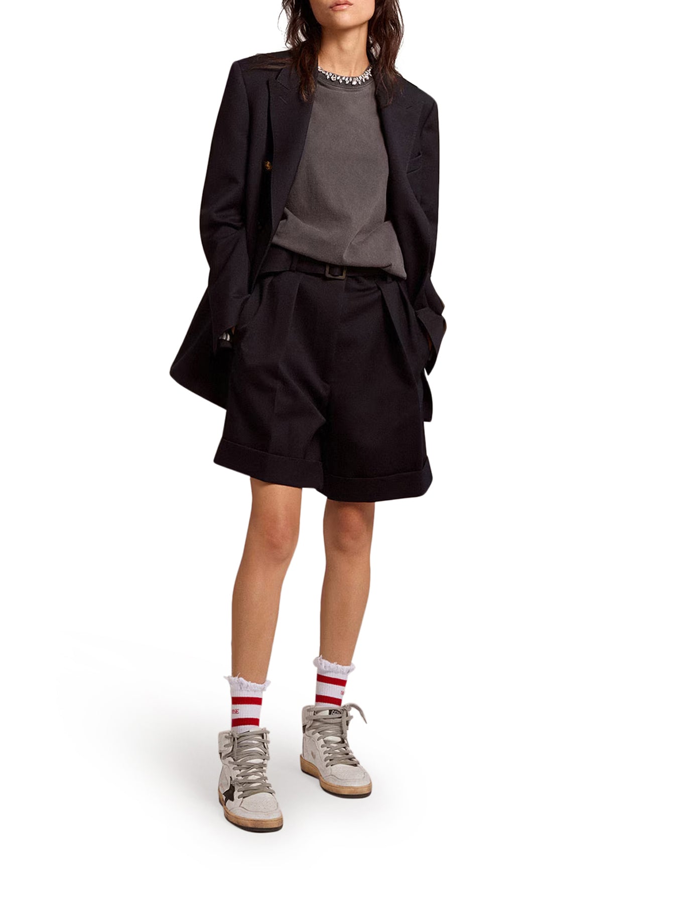 Grey T-Shirt With Crystals Golden goose – Гарантія оригінальності – вид ззаду