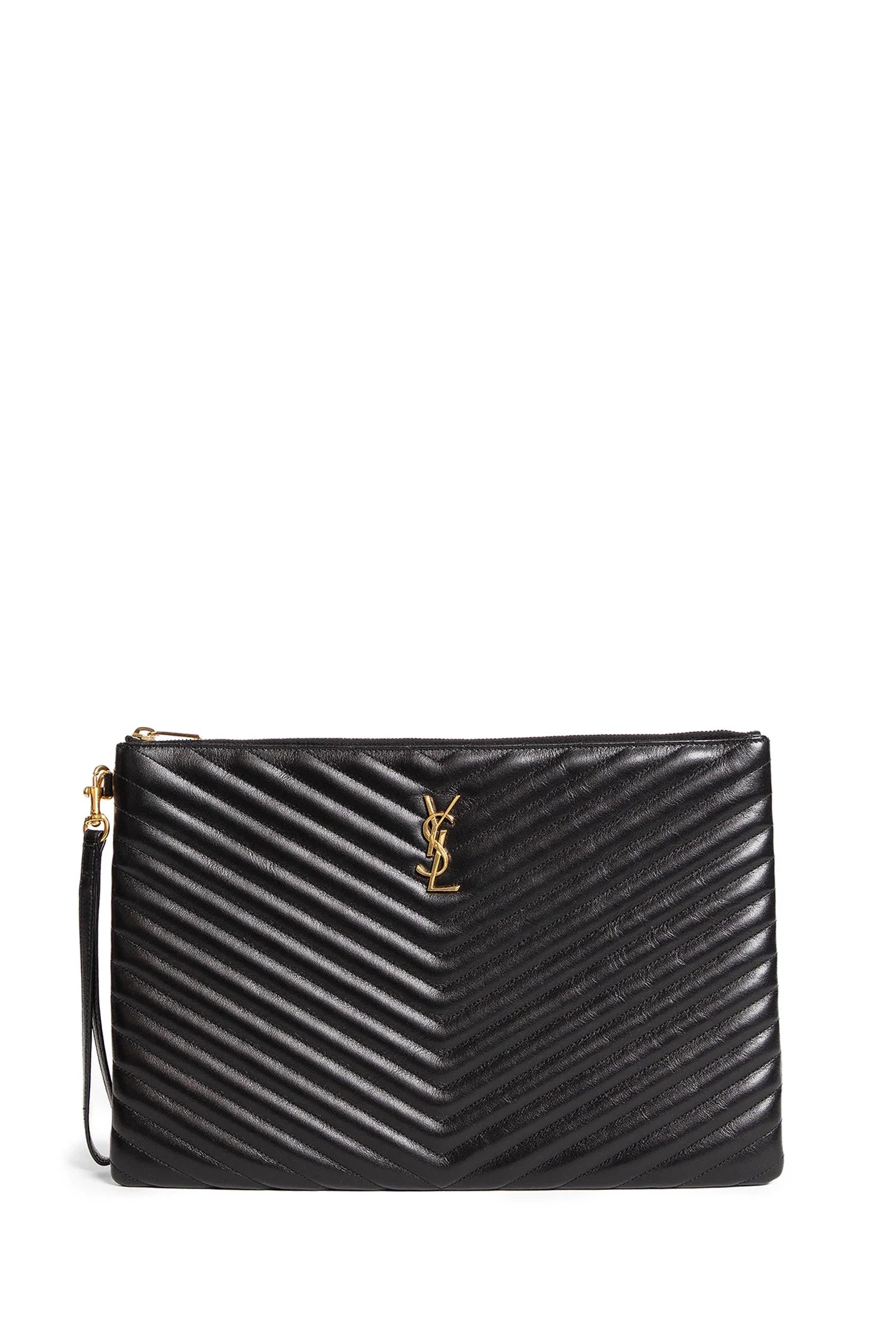 Matelassé Leather Pouch Bag Saint laurent – Гарантія оригінальності – боковий вид