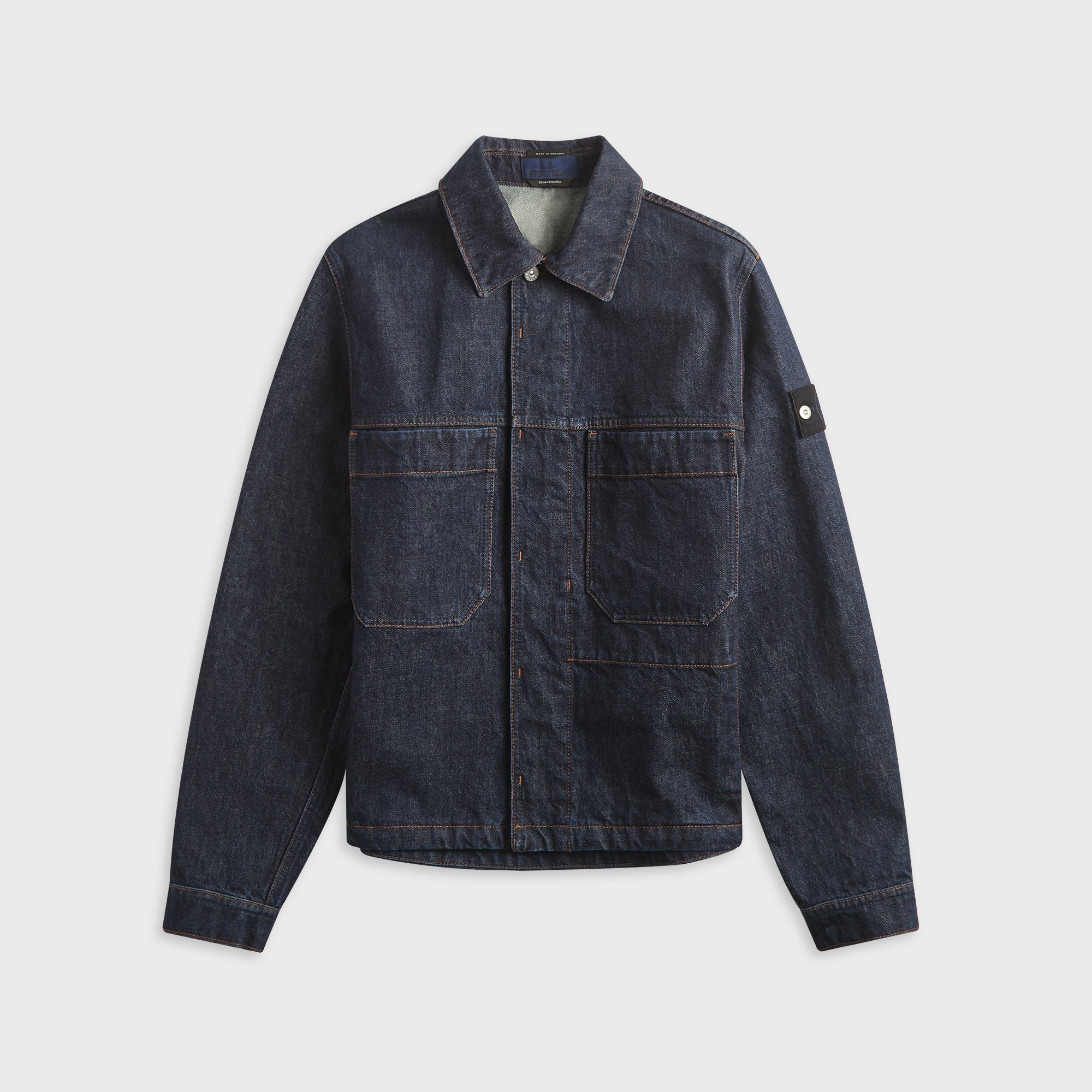 Denim Rinsed Coach Jacket Blue Rinse Stone island – Гарантія оригінальності – боковий вид