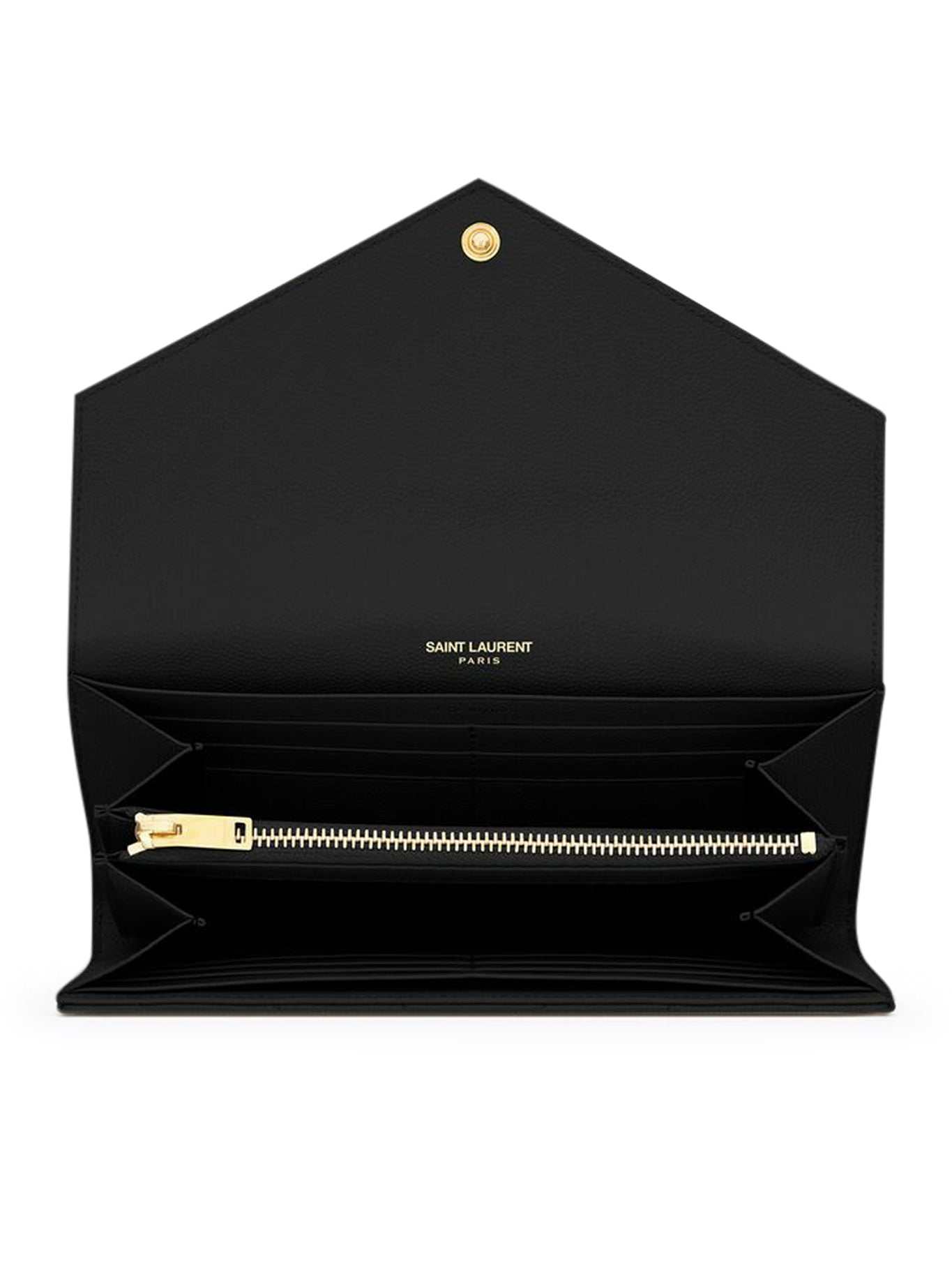 LARGE CASSANDRE MATELASSÉ FLAP WALLET IN GRAIN DE POUDRE EMBOSSED LEATHER SAINT LAURENT – Гарантія оригінальності – детальний вид