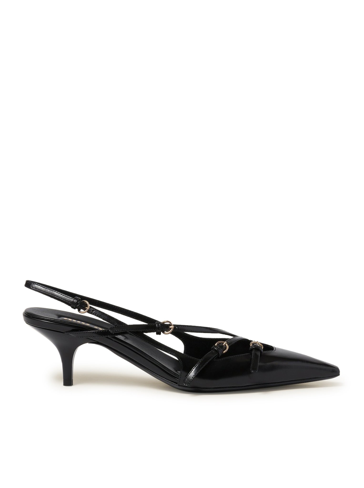 Оригінальна Patent Leather Slingback With Buckles Miu miu – боковий вид