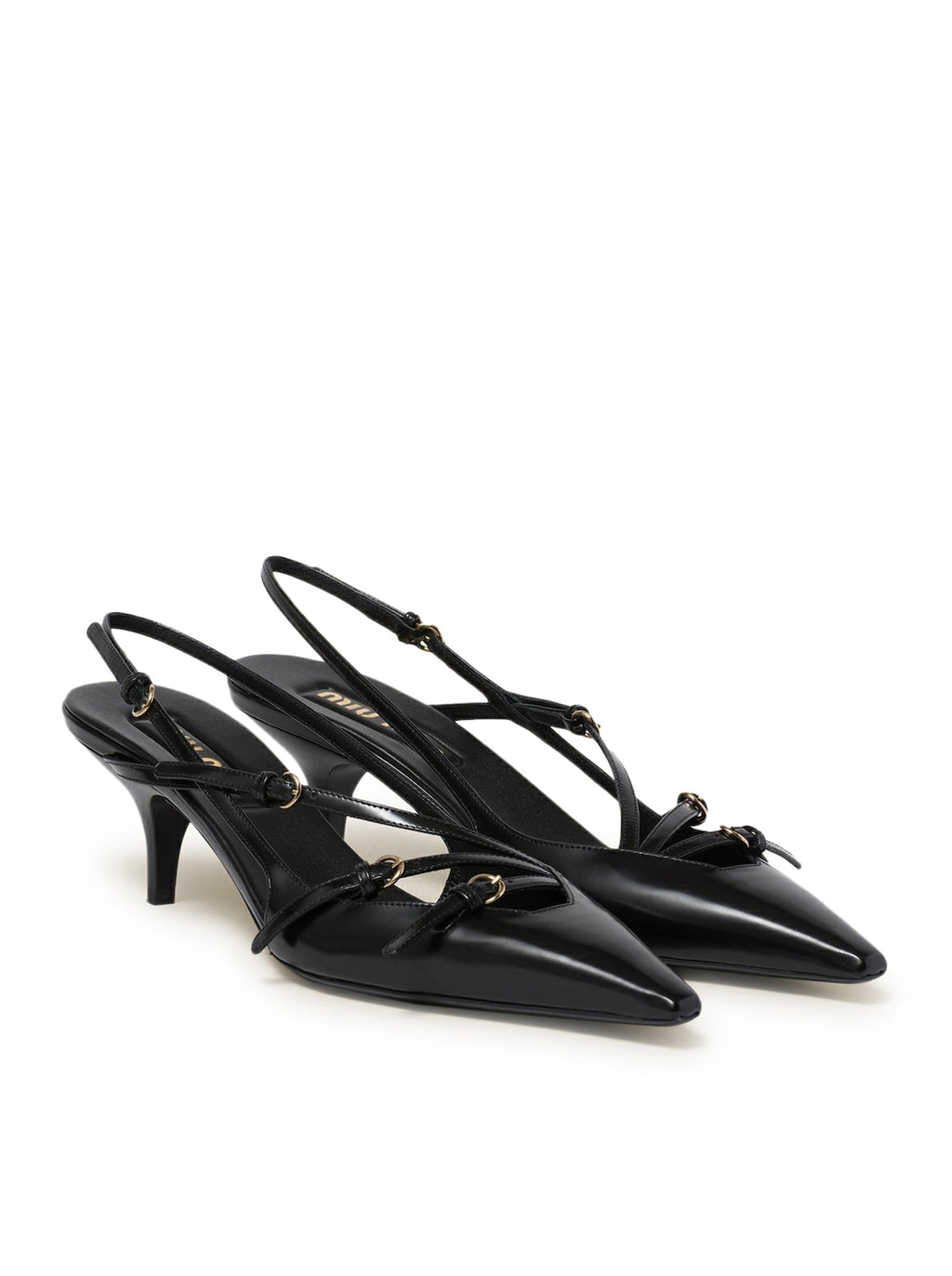 Оригінальна Patent Leather Slingback With Buckles Miu miu – вид ззаду