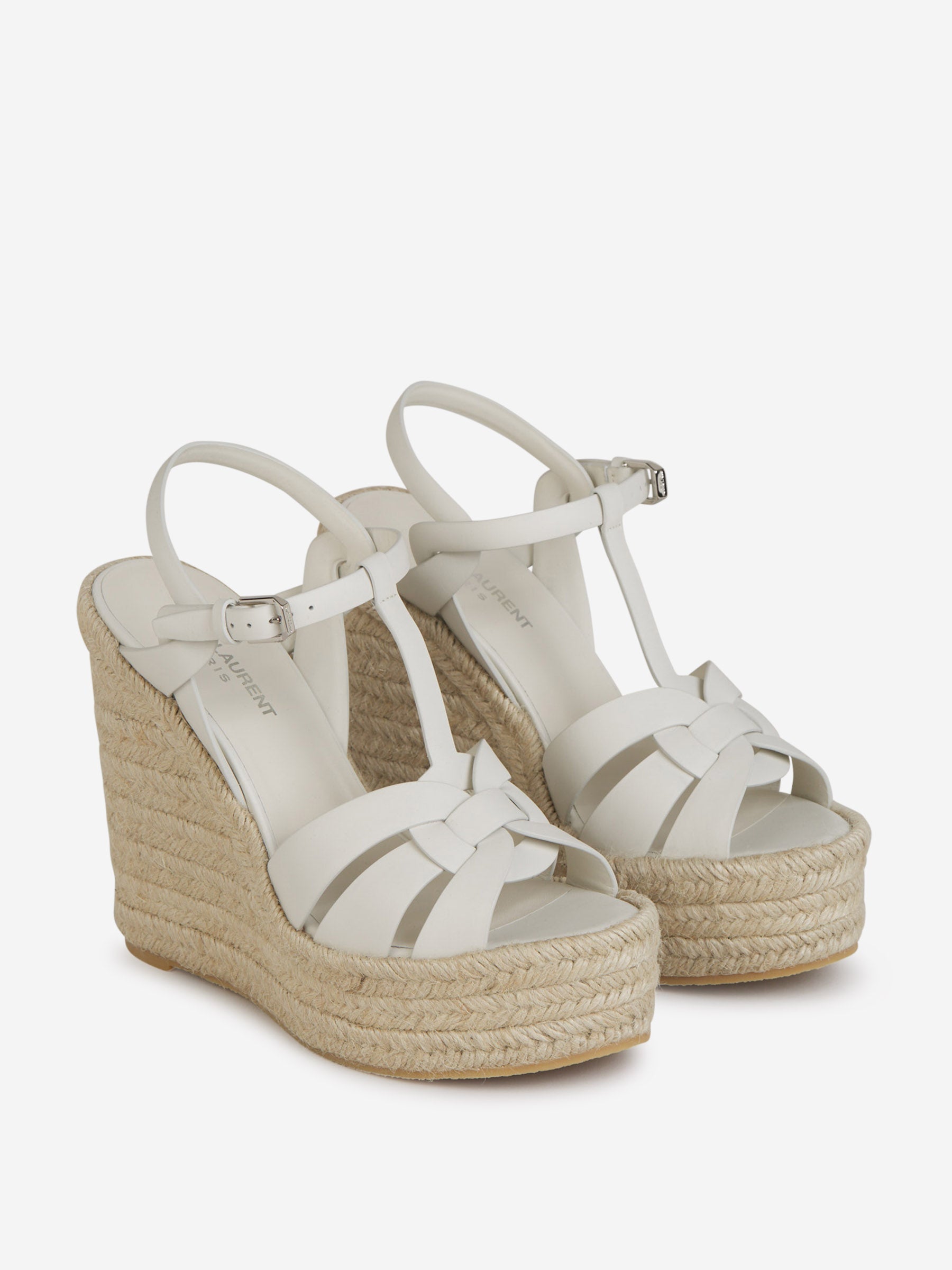 Leather Raffia Espadrilles Saint laurent – Гарантія оригінальності – вид ззаду