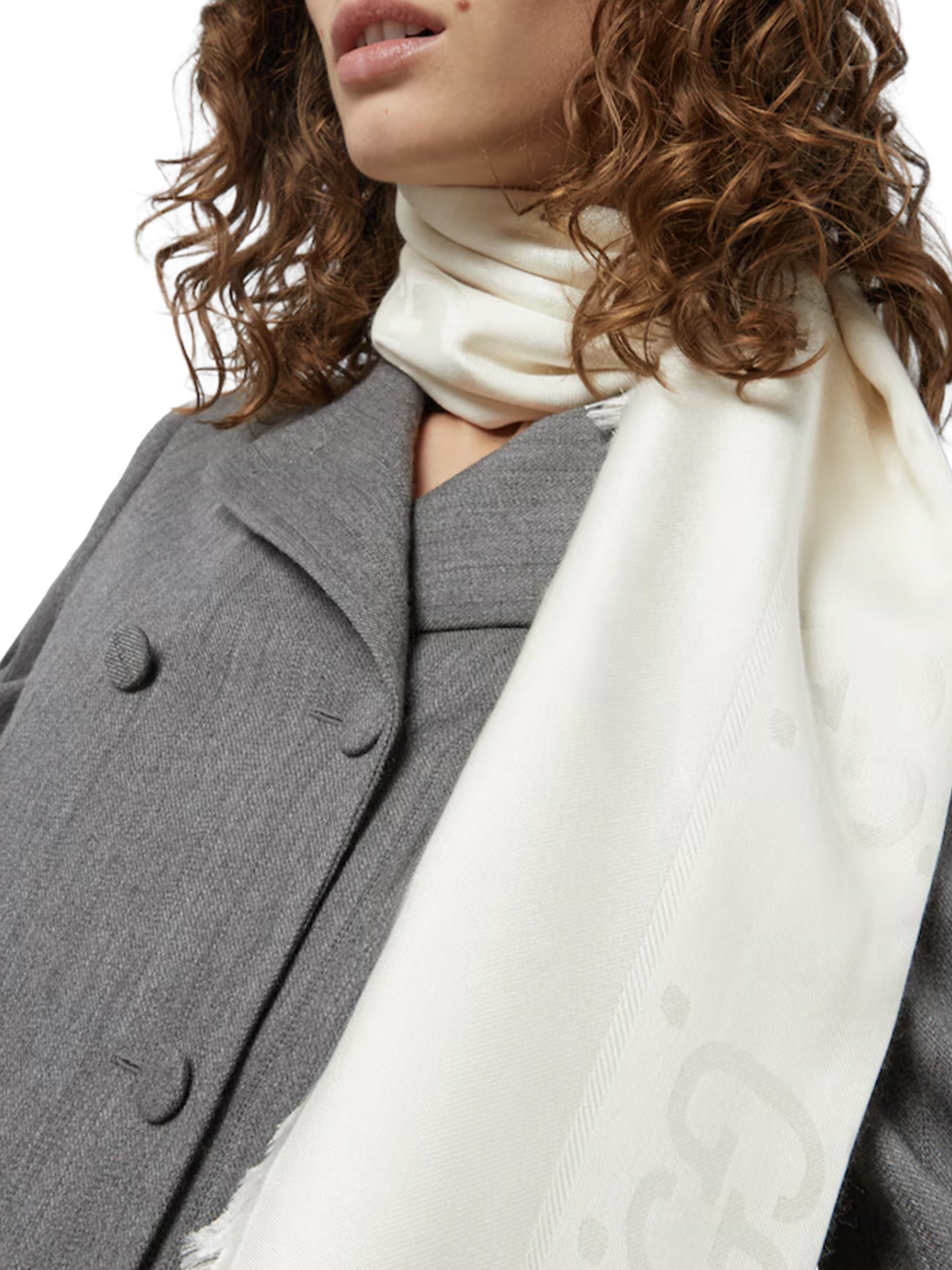 Оригінальна Jacquard Wool And Silk Shawl With Gg Pattern Gucci – вид ззаду
