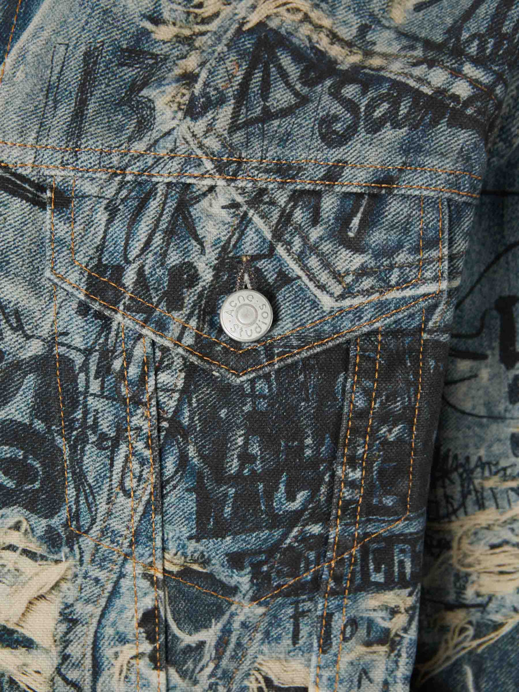Оригінальна Printed Denim Jacket Acne studios – збільшений вид