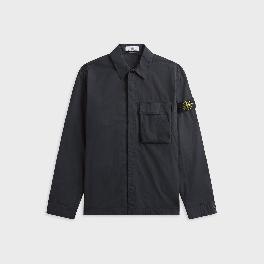 Stretch Cotton Overshirt Navy Blue Stone island оригінал – Купити в Україні – боковий вид