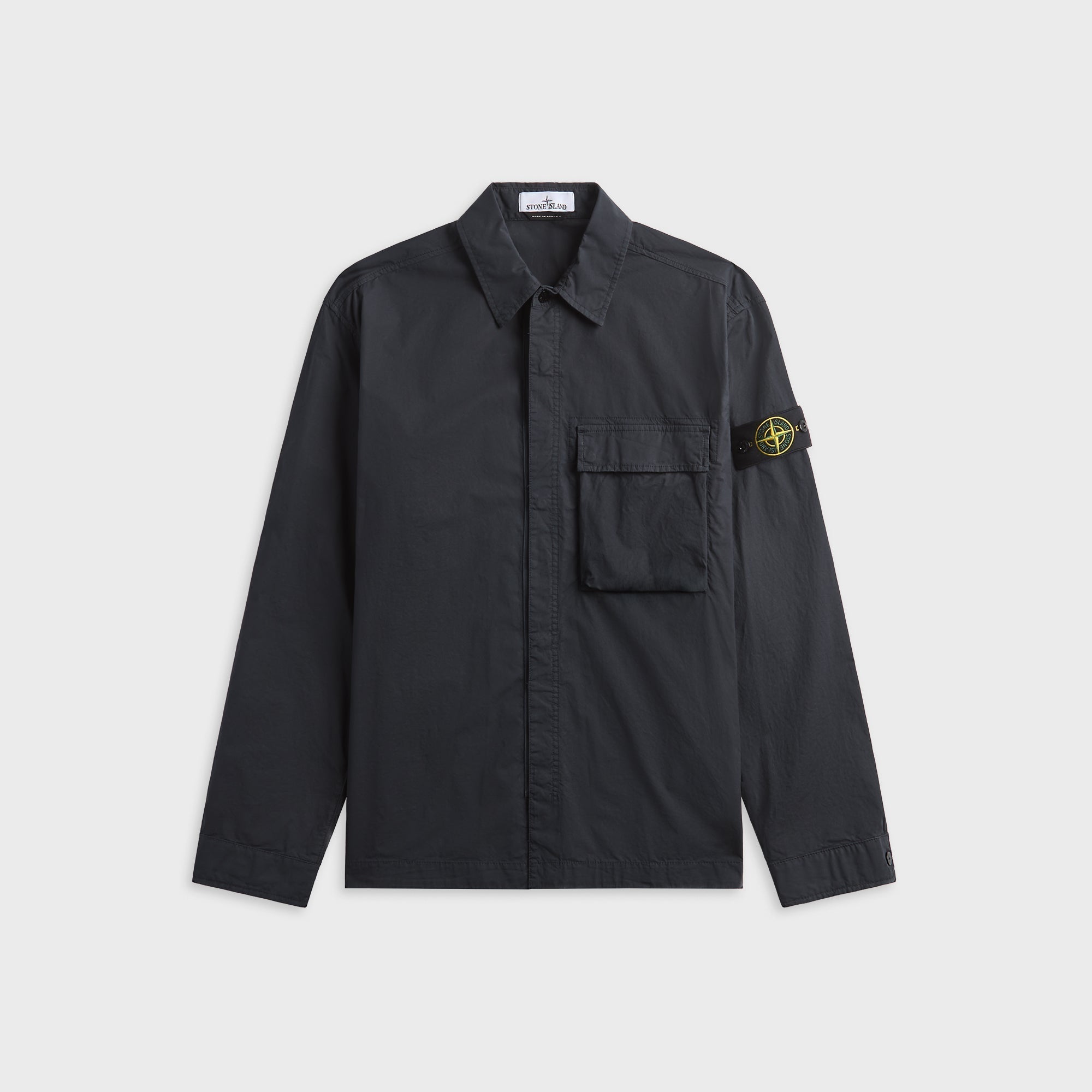 Stretch Cotton Overshirt Navy Blue Stone island оригінал – Купити в Україні – боковий вид
