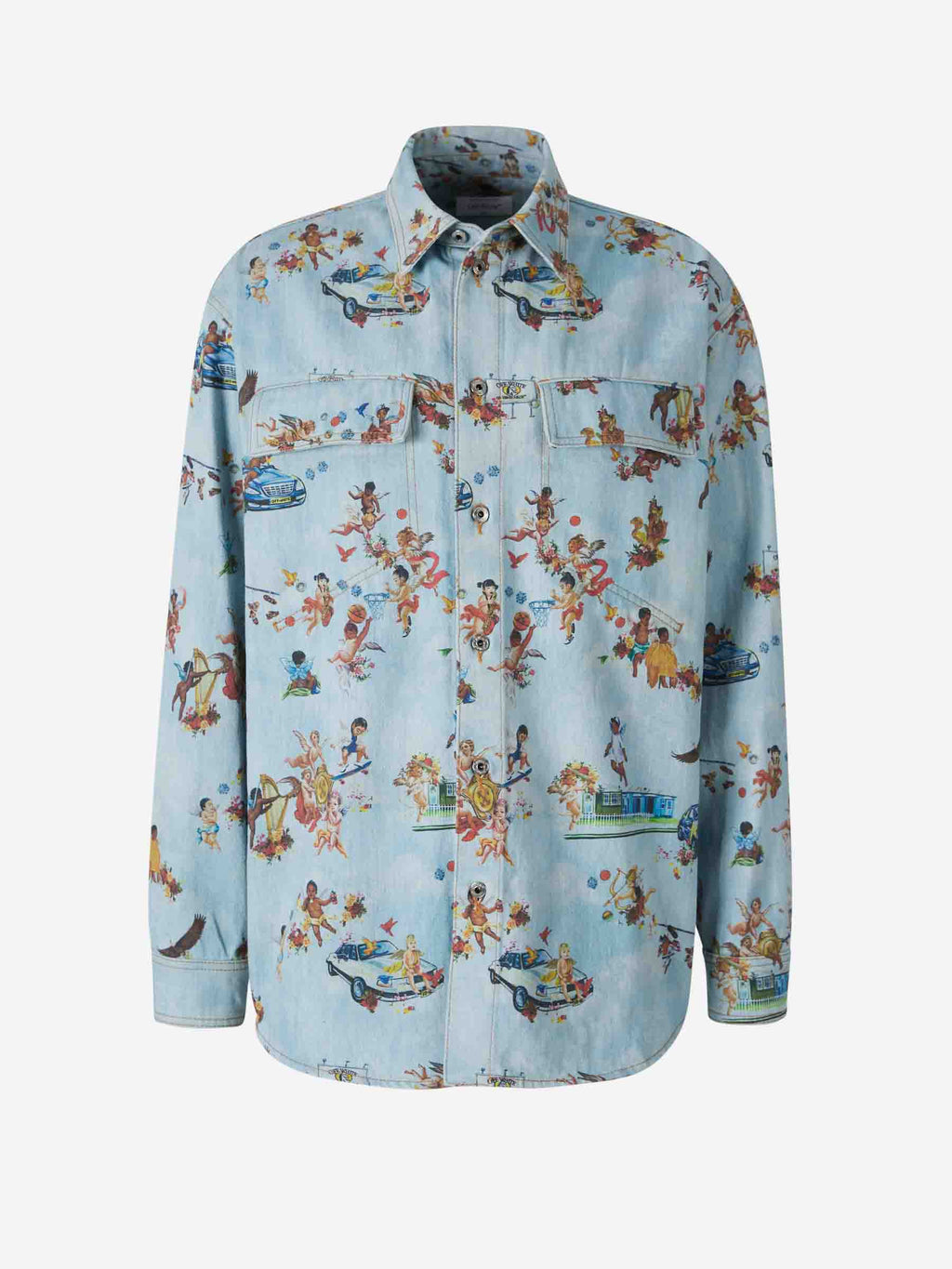 Оригінальна Printed Denim Overshirt Off-white – боковий вид