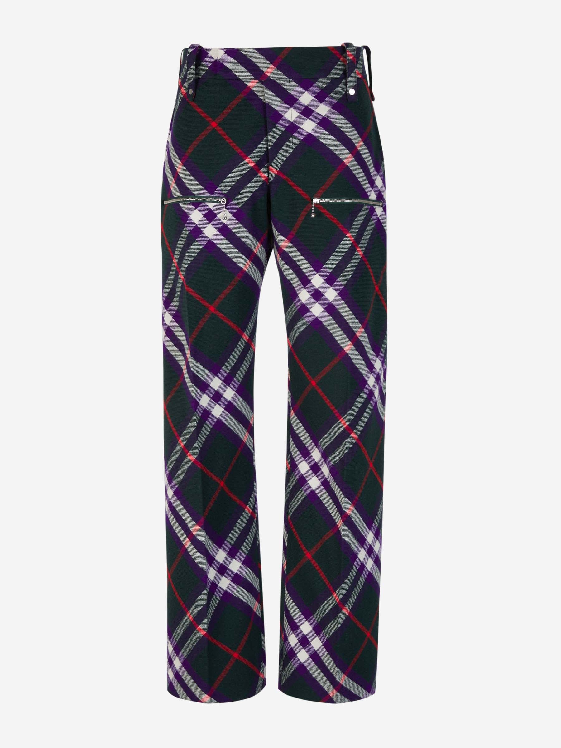 Checked Motif Wool Pants Burberry оригінал – Купити в Україні – боковий вид