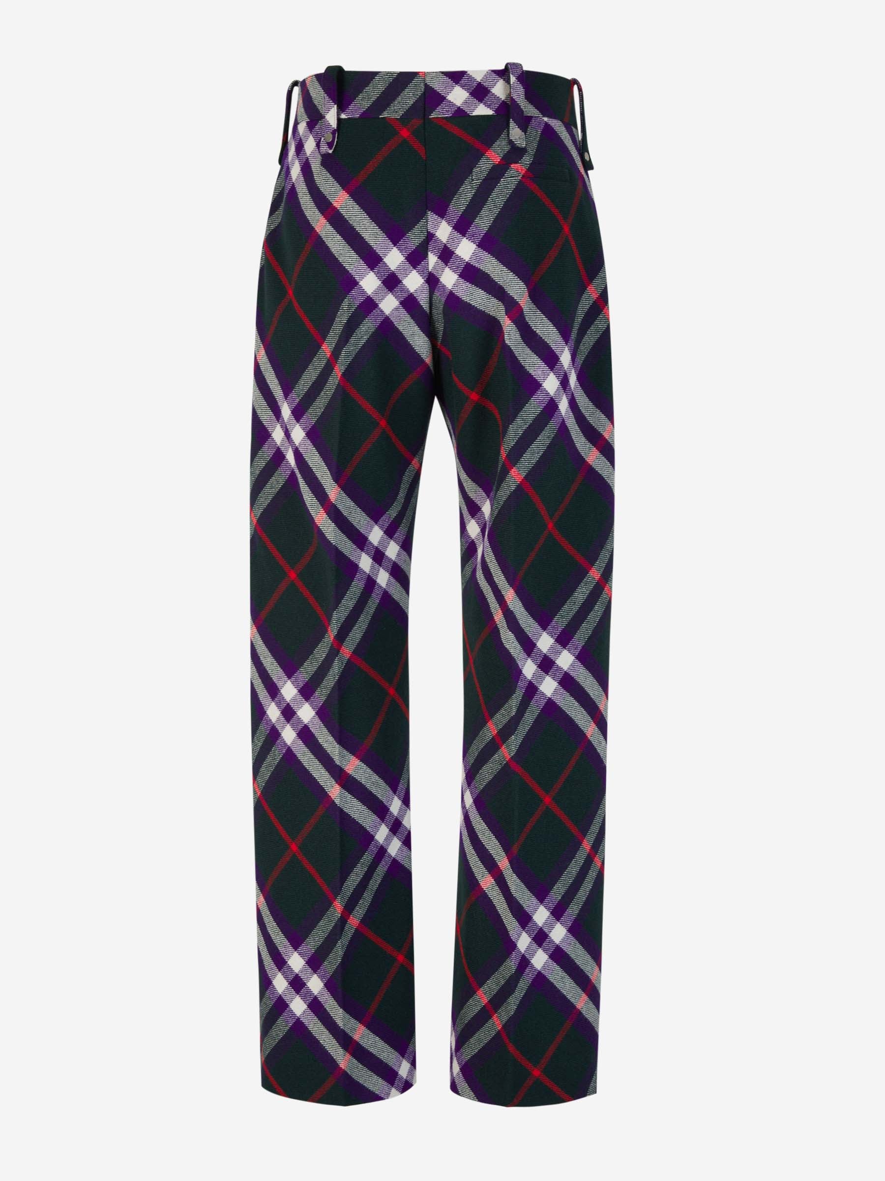 Checked Motif Wool Pants Burberry оригінал – Купити в Україні – вид ззаду