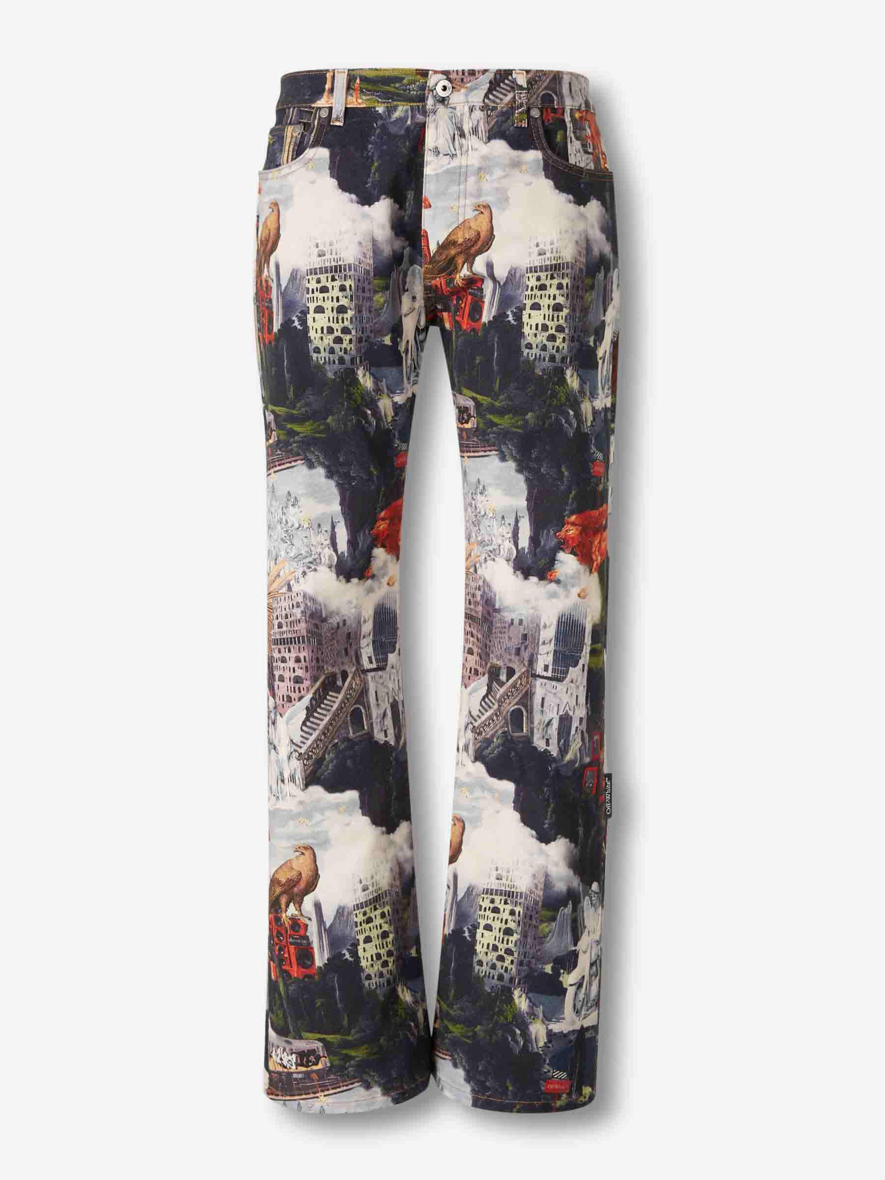 Flared Printed Jeans Off-white оригінал – Купити в Україні – боковий вид