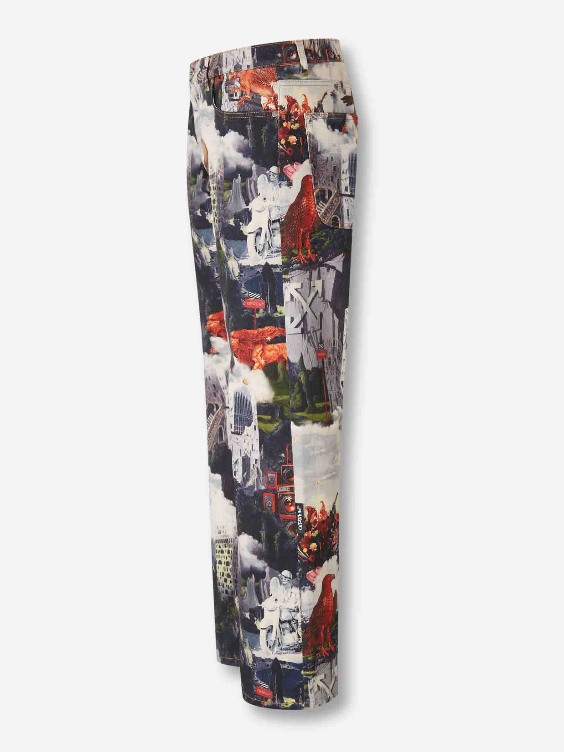 Flared Printed Jeans Off-white оригінал – Купити в Україні – вид ззаду
