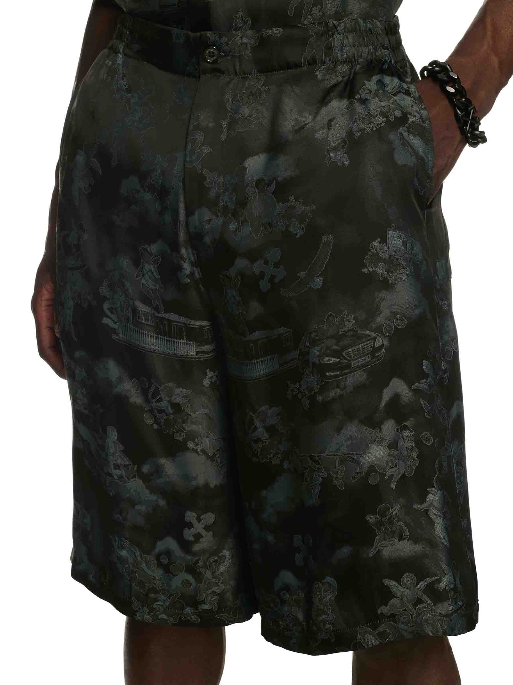 Оригінальна Jacquard Bowling Bermuda Shorts Off-white – вид ззаду