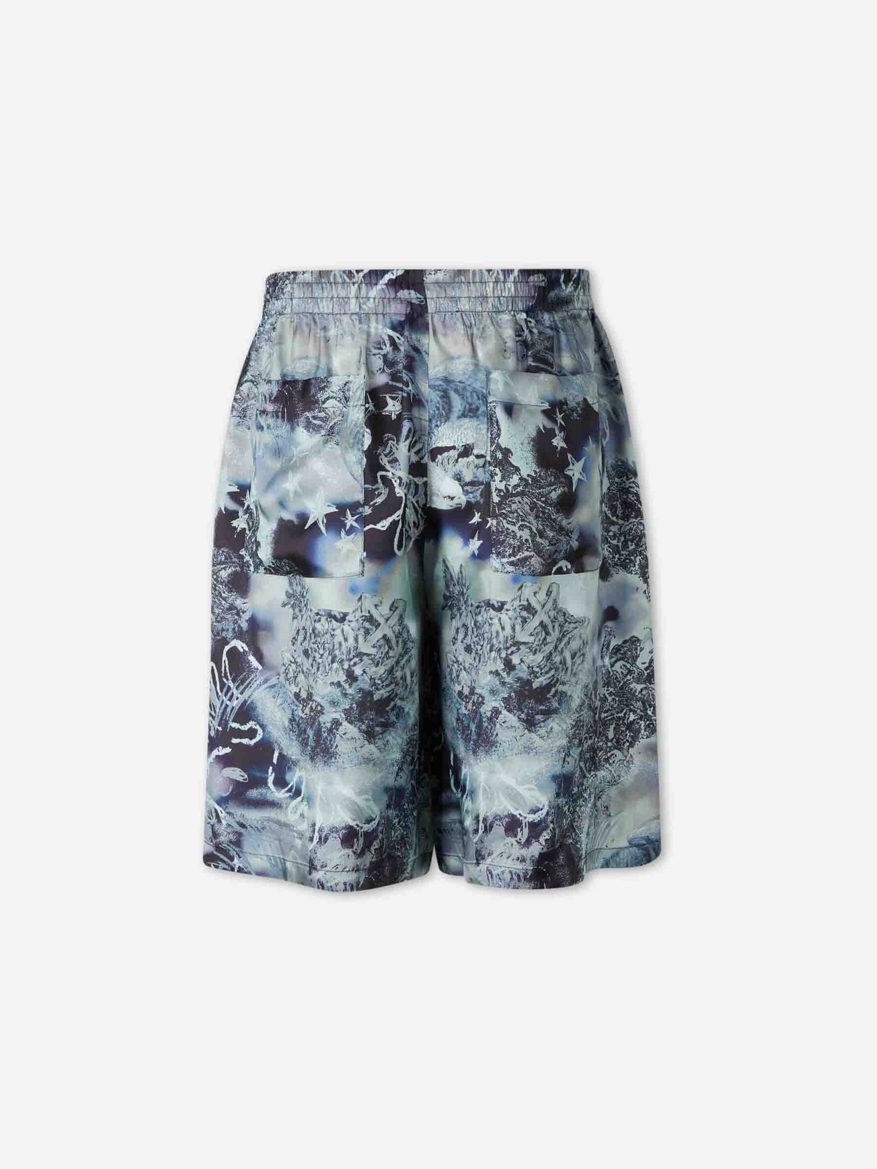 Оригінальна Printed Casual Bermuda Shorts Off-white – вид ззаду