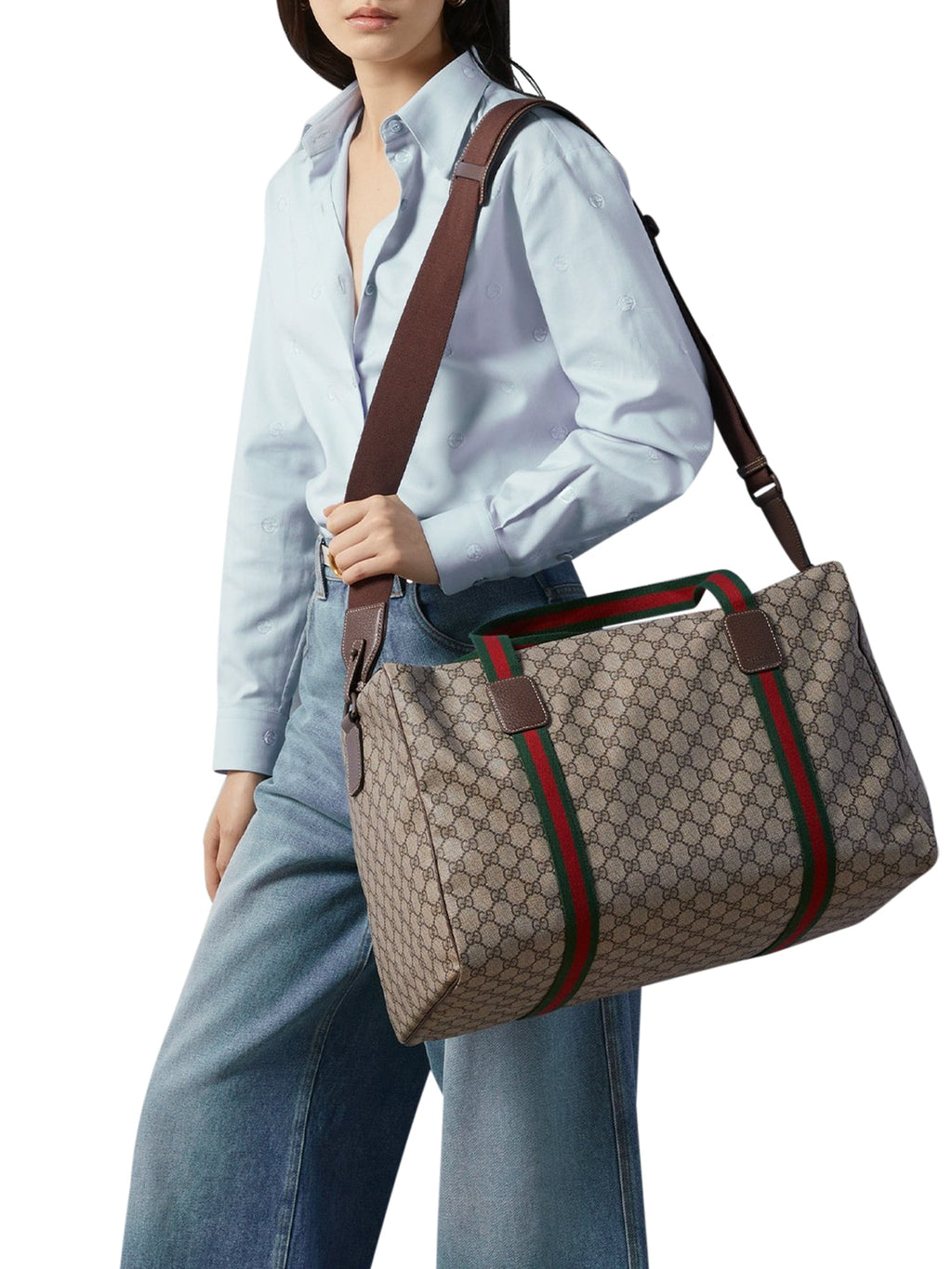 Оригінальна Medium Duffle Bag With Web Detail Gucci – вид ззаду