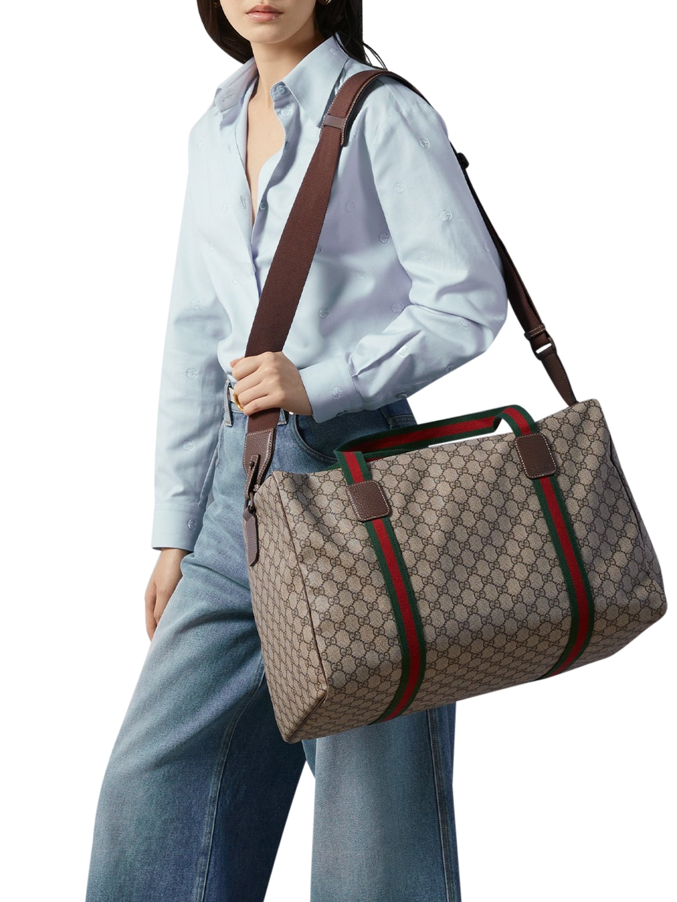 Оригінальна Medium Duffle Bag With Web Detail Gucci – вид ззаду