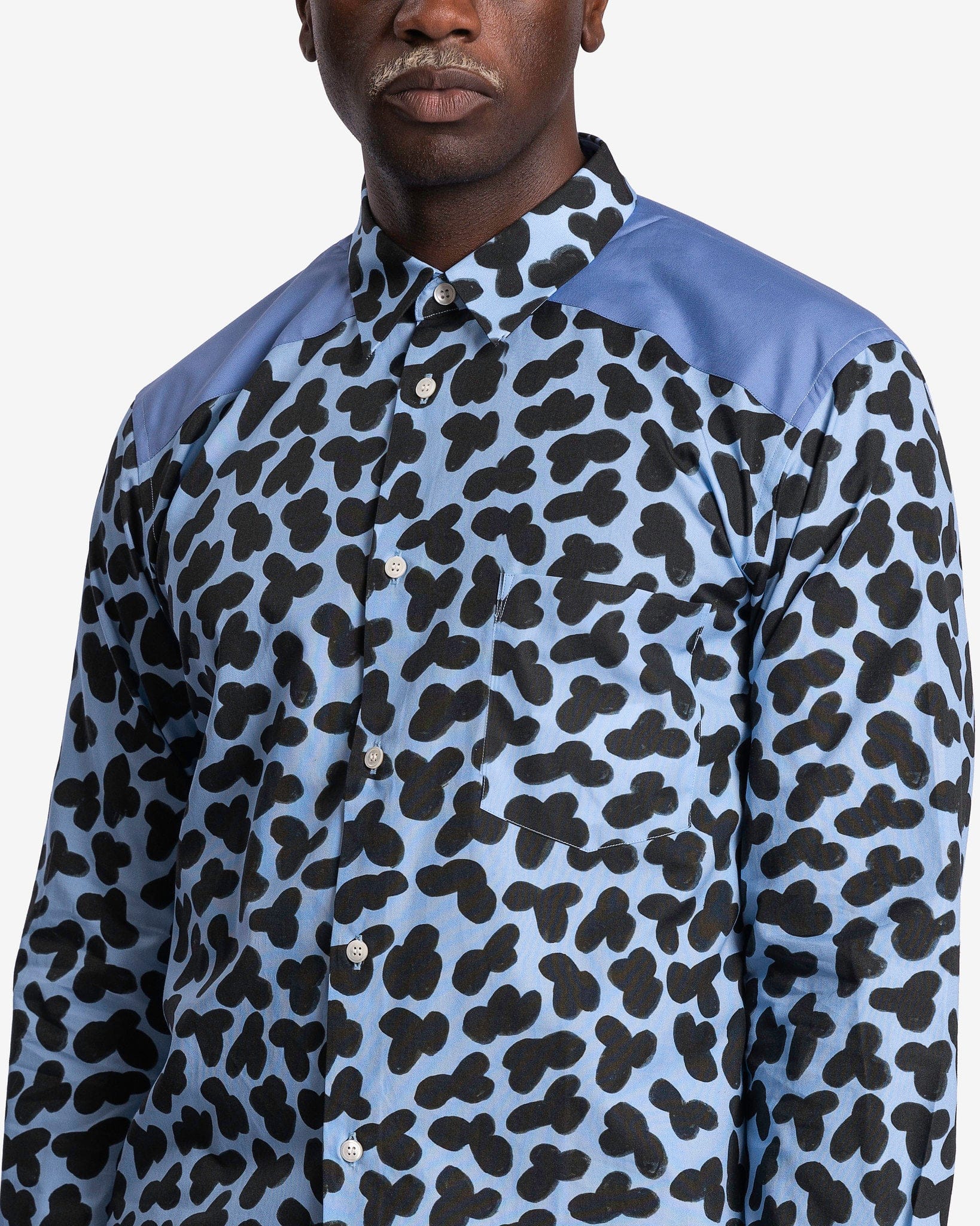Doodle Paneled Graphic Shirt In Blue Comme des garcons оригінал – Купити в Україні – збільшений вид