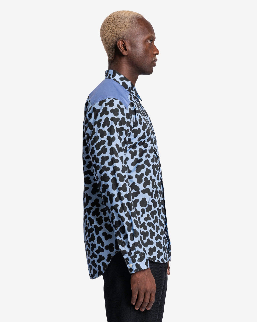 Doodle Paneled Graphic Shirt In Blue Comme des garcons оригінал – Купити в Україні – вид ззаду