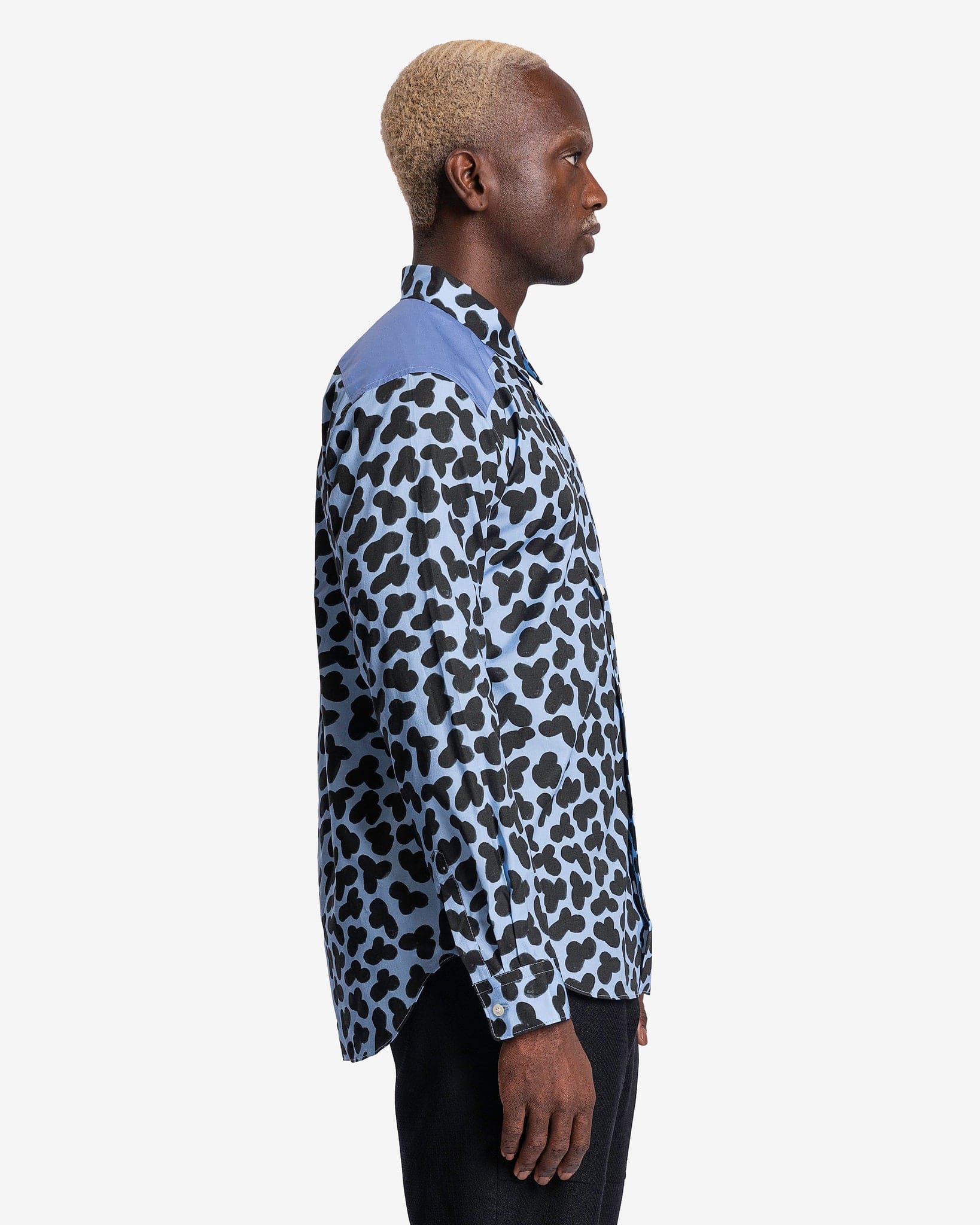 Doodle Paneled Graphic Shirt In Blue Comme des garcons оригінал – Купити в Україні – вид ззаду