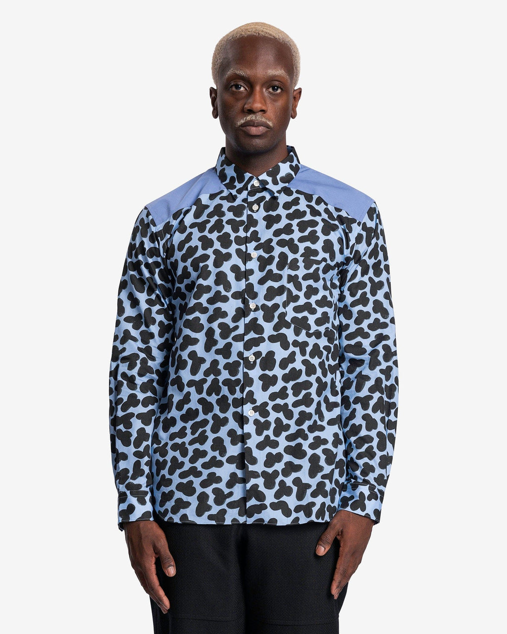 Doodle Paneled Graphic Shirt In Blue Comme des garcons оригінал – Купити в Україні – боковий вид