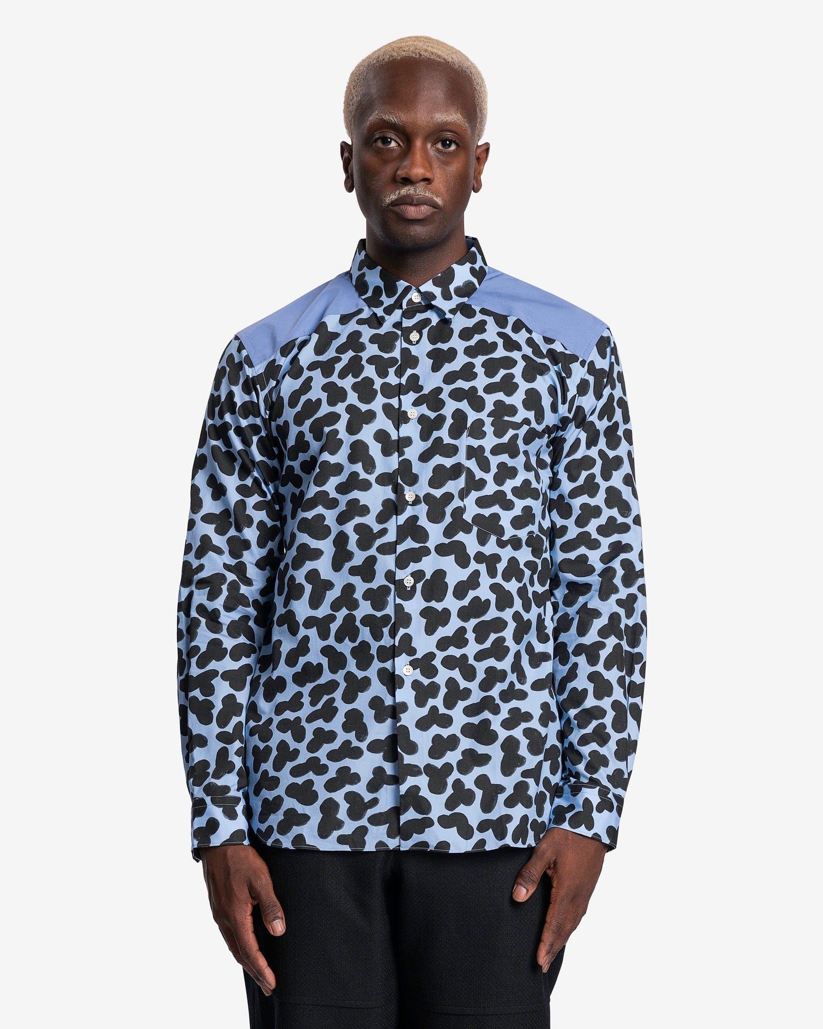 Doodle Paneled Graphic Shirt In Blue Comme des garcons оригінал – Купити в Україні – боковий вид
