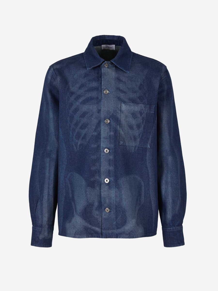 Skeleton Motif Denim Shirt Off-white оригінал – Купити в Україні – боковий вид