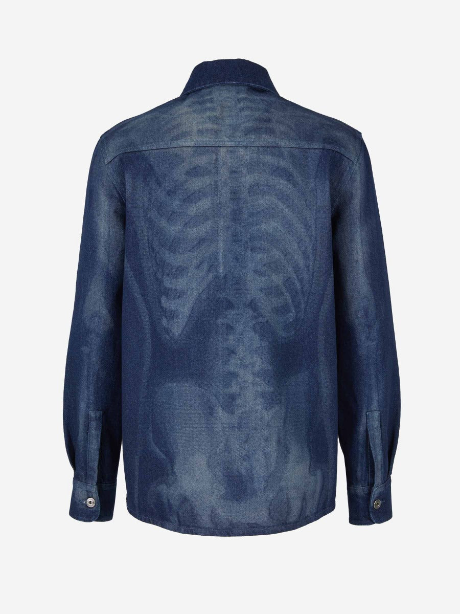 Skeleton Motif Denim Shirt Off-white оригінал – Купити в Україні – вид ззаду