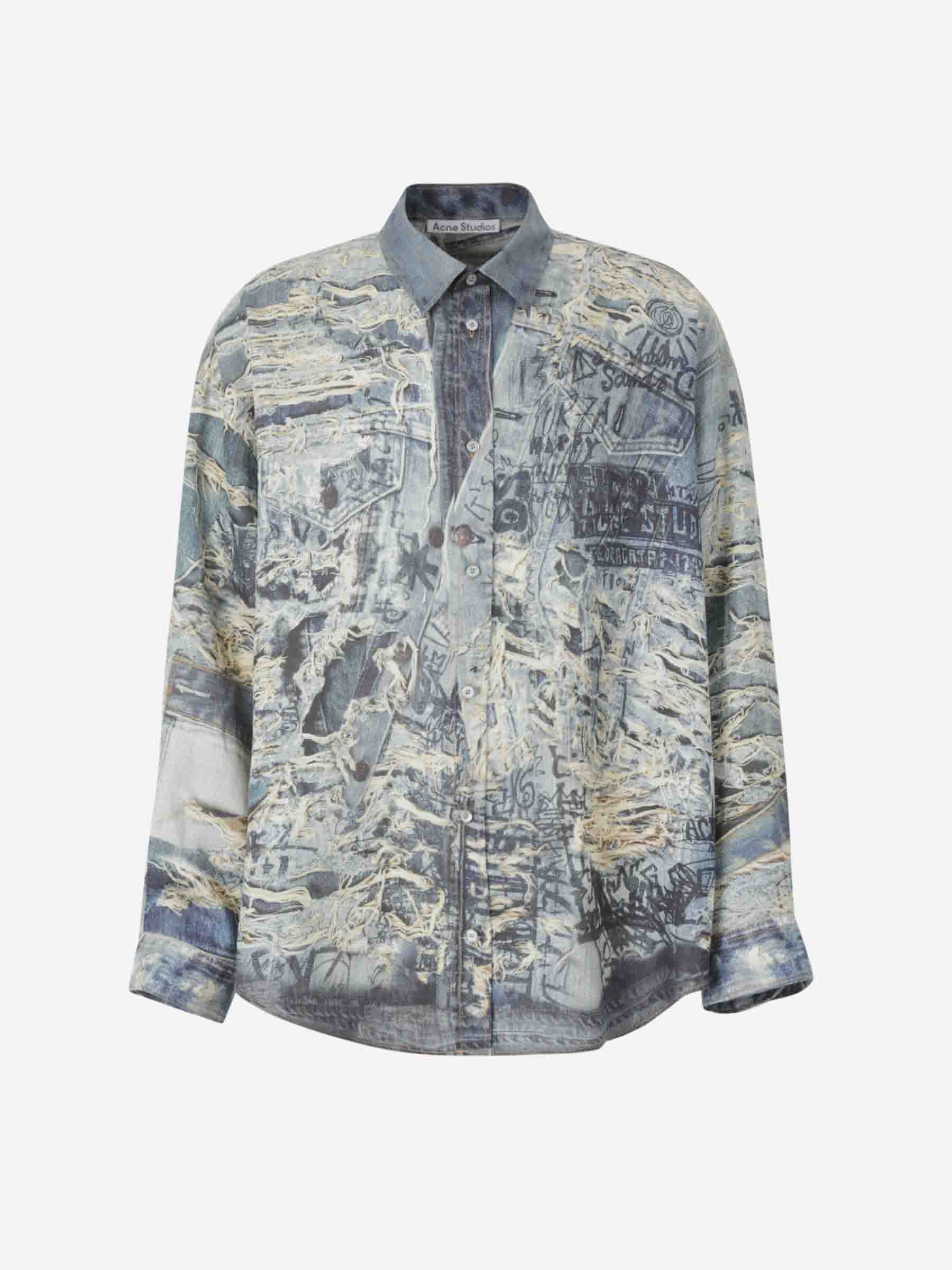 Оригінальна Printed Linen Shirt Acne studios – боковий вид