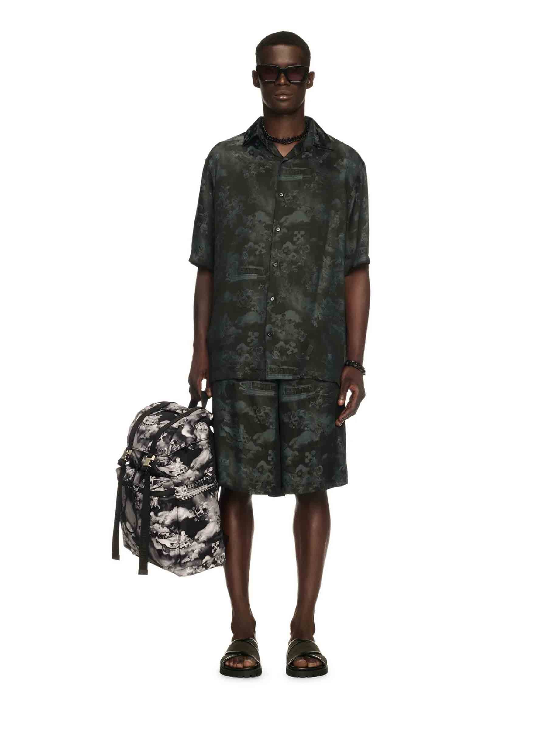Оригінальна Jacquard Bowling Bermuda Shorts Off-white – вид ззаду