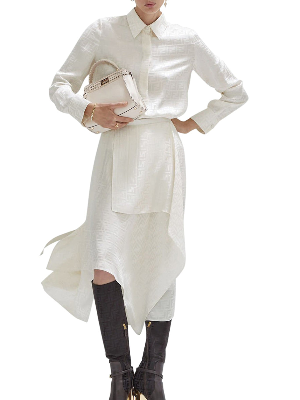 Ff Silk Crepe Shirt Fendi оригінал – Купити в Україні – вид ззаду