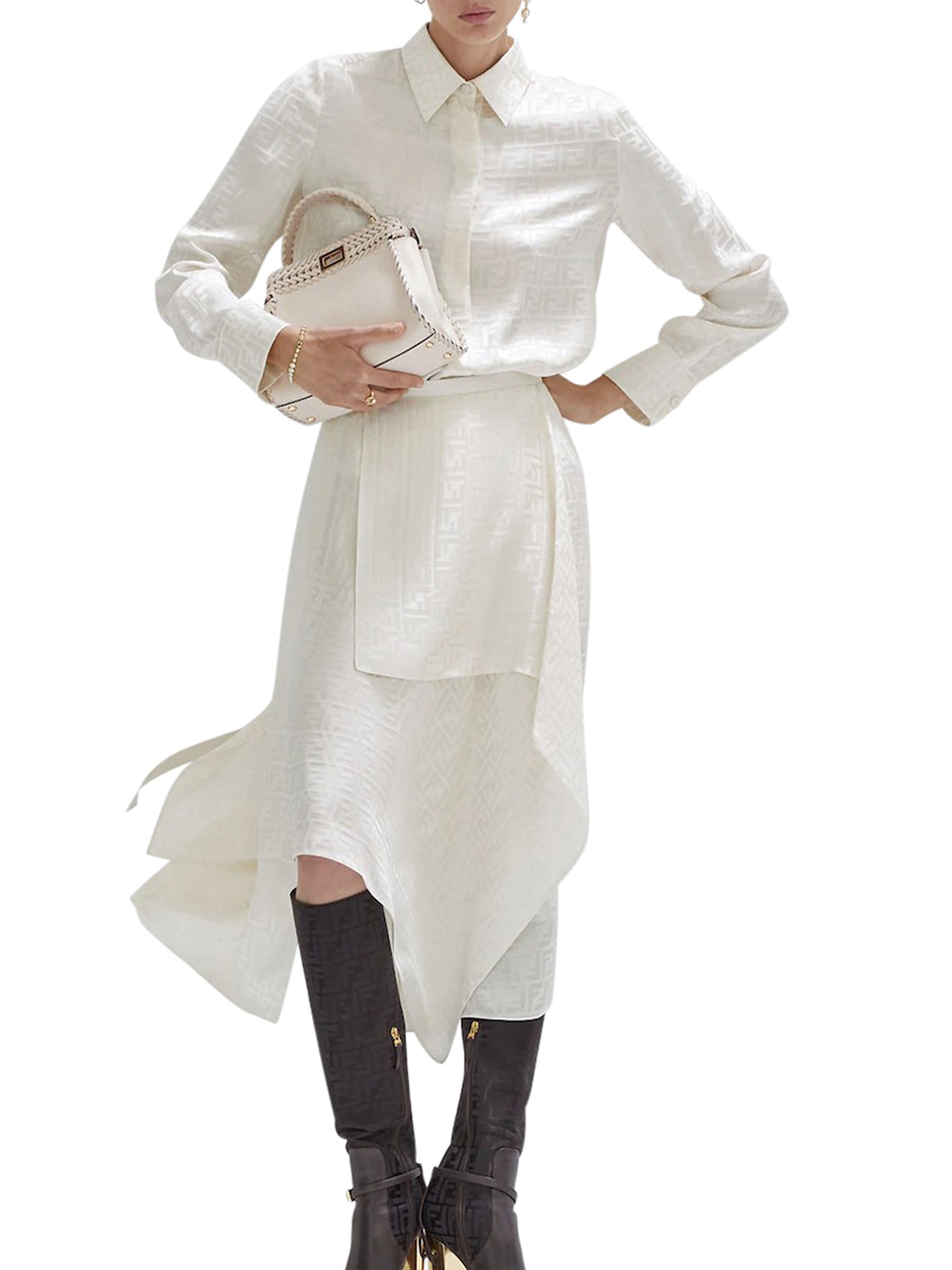 Ff Silk Crepe Shirt Fendi оригінал – Купити в Україні – вид ззаду