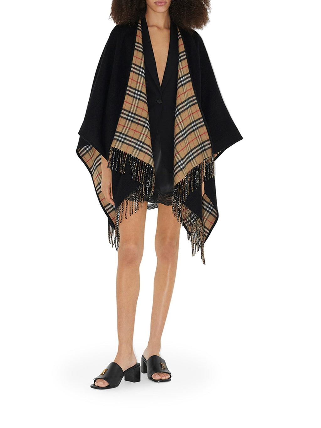 Reversible Check Wool Cape Burberry оригінал – Купити в Україні – вид ззаду
