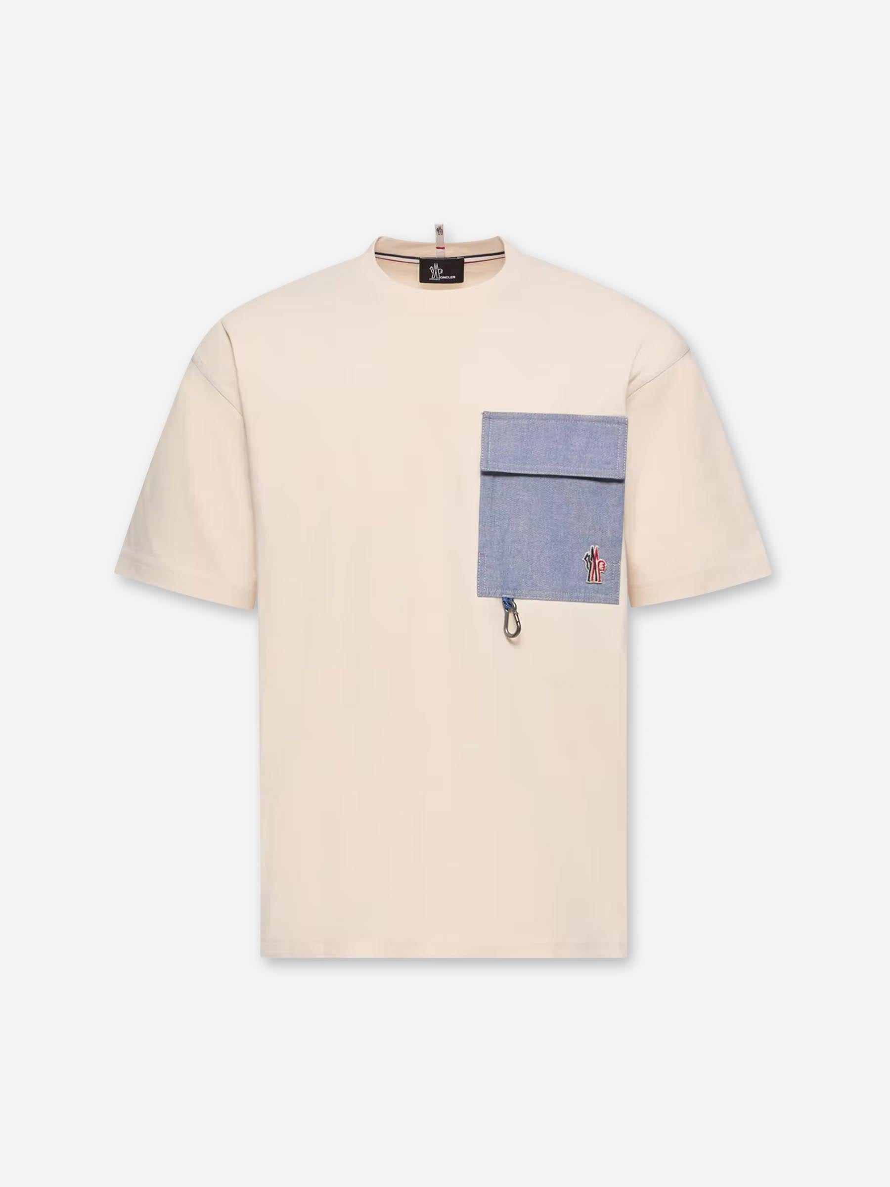Оригінальна Denim T-Shirt With Pocket Moncler – боковий вид